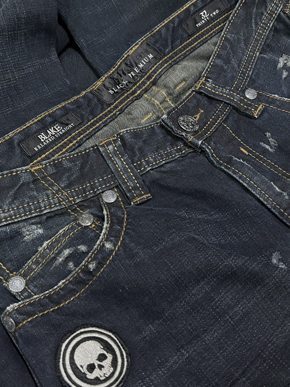 Affliction 💀AFFLICTION BLAKE RELAXED STRAIGHT SKULL LOST SOULS Ripped Size US 31 - 11 Thumbnail