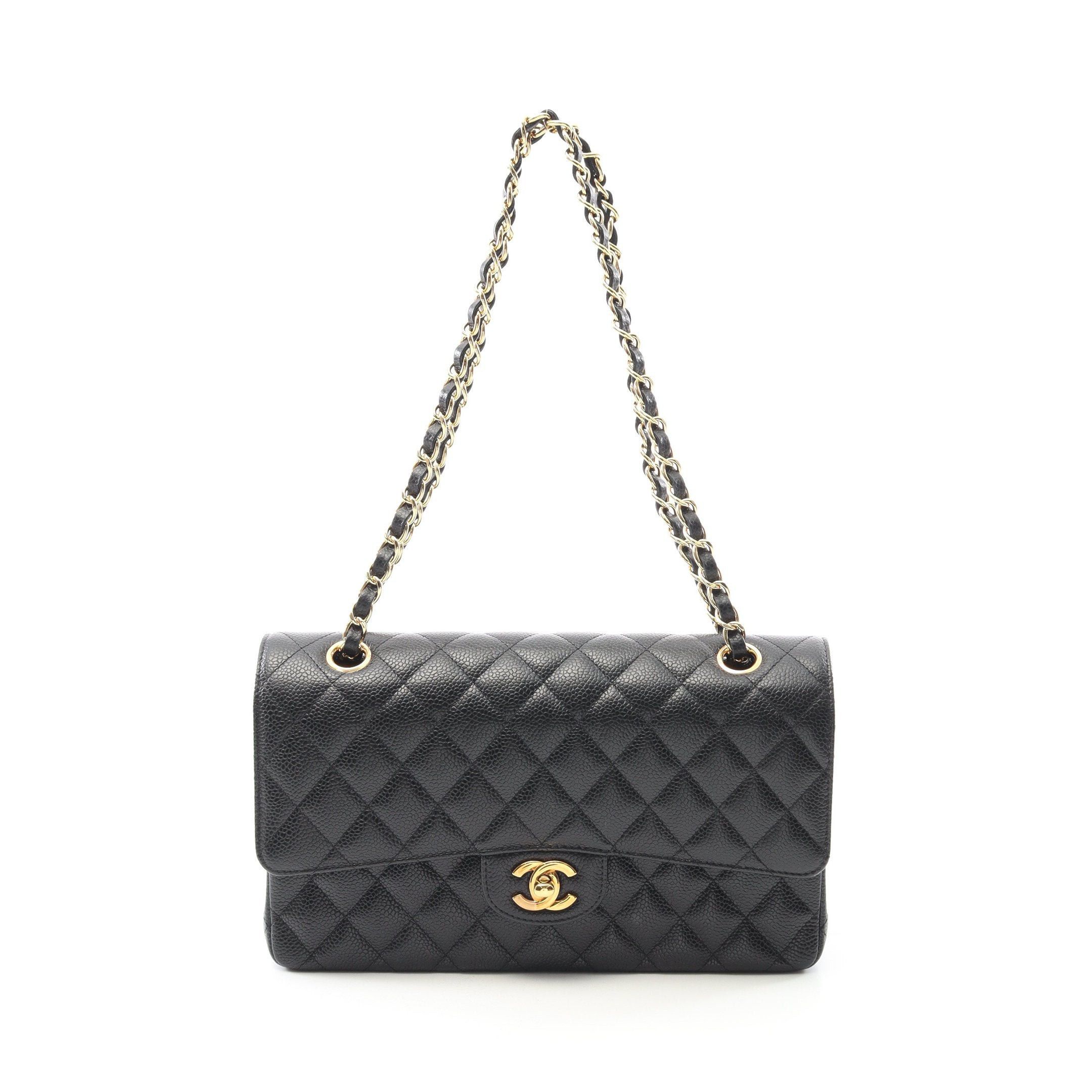 Chanel Chanel Matelasse Double Flap Chain Shoulder Bag Caviar Skin Black Gold Hardware Size ONE SIZE - 1 Thumbnail