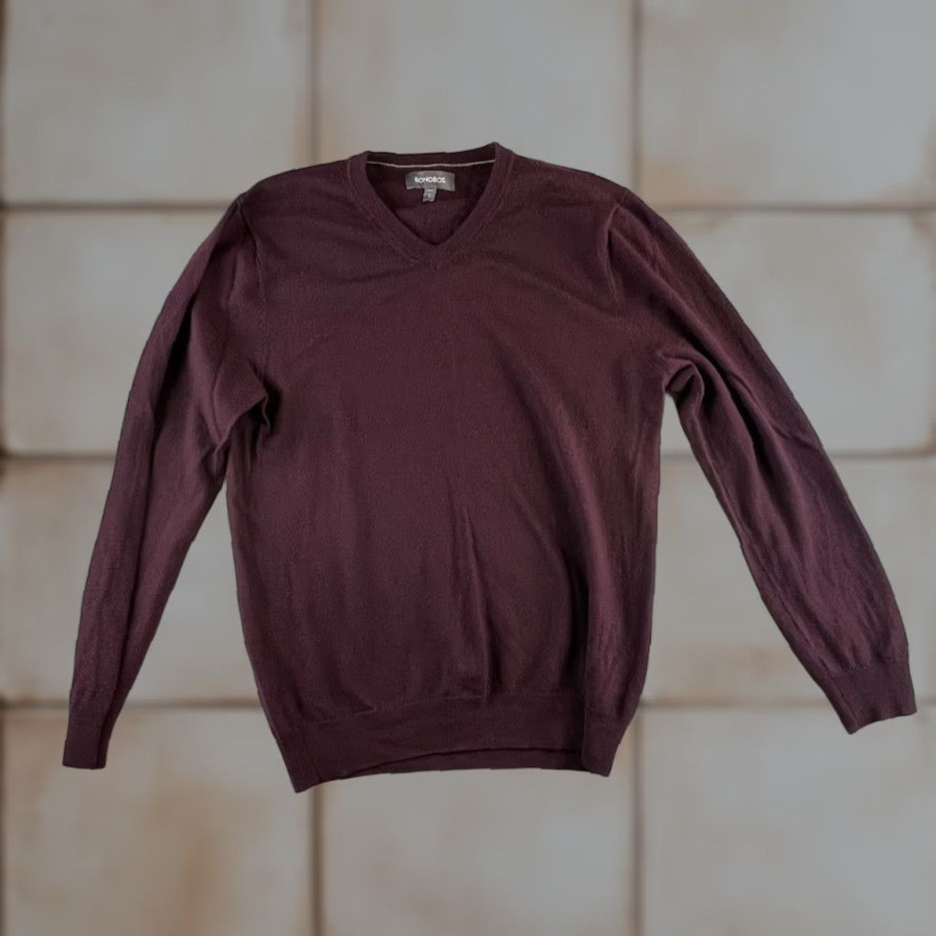 Bonobos Bonobos Sweater L Slim Merino Wool V-Neck Mens Pullover Maroon Size US L / EU 52-54 / 3 - 1 Thumbnail