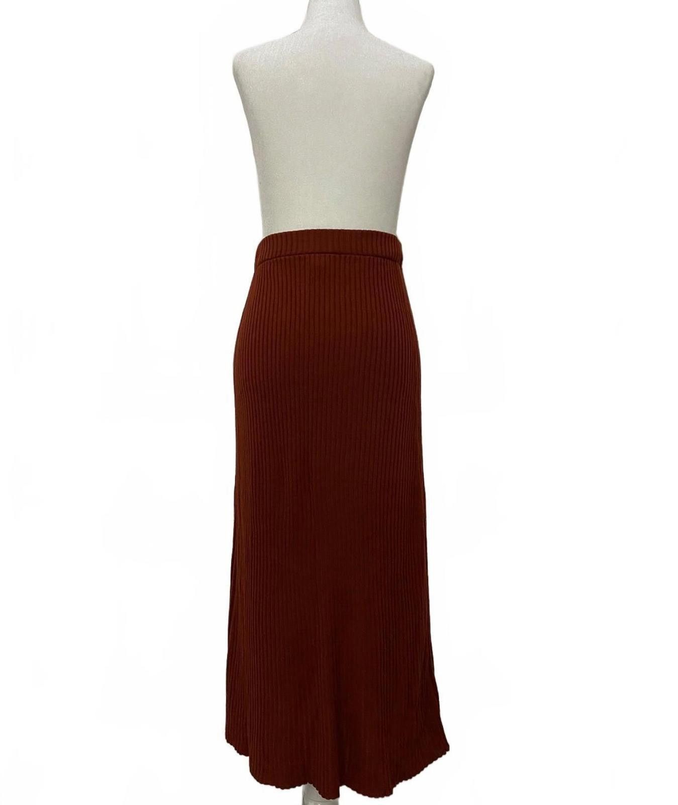 Asos ASOS Stretchy Knit Midi Skirt in Burnt Orange (US 4) Size 27" / US 4 / IT 40 - 4 Thumbnail