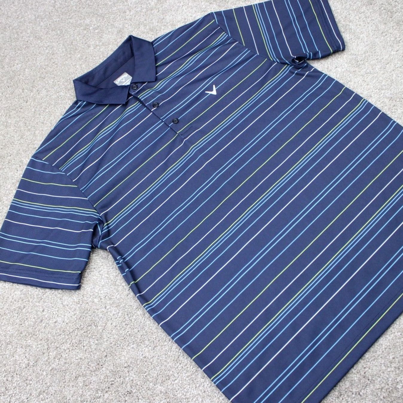 Callaway Callaway Polo Shirt Mens Large Blue Striped Opti-Dri Golf Polyester Short Sleeve Size US L / EU 52-54 / 3 - 5 Thumbnail