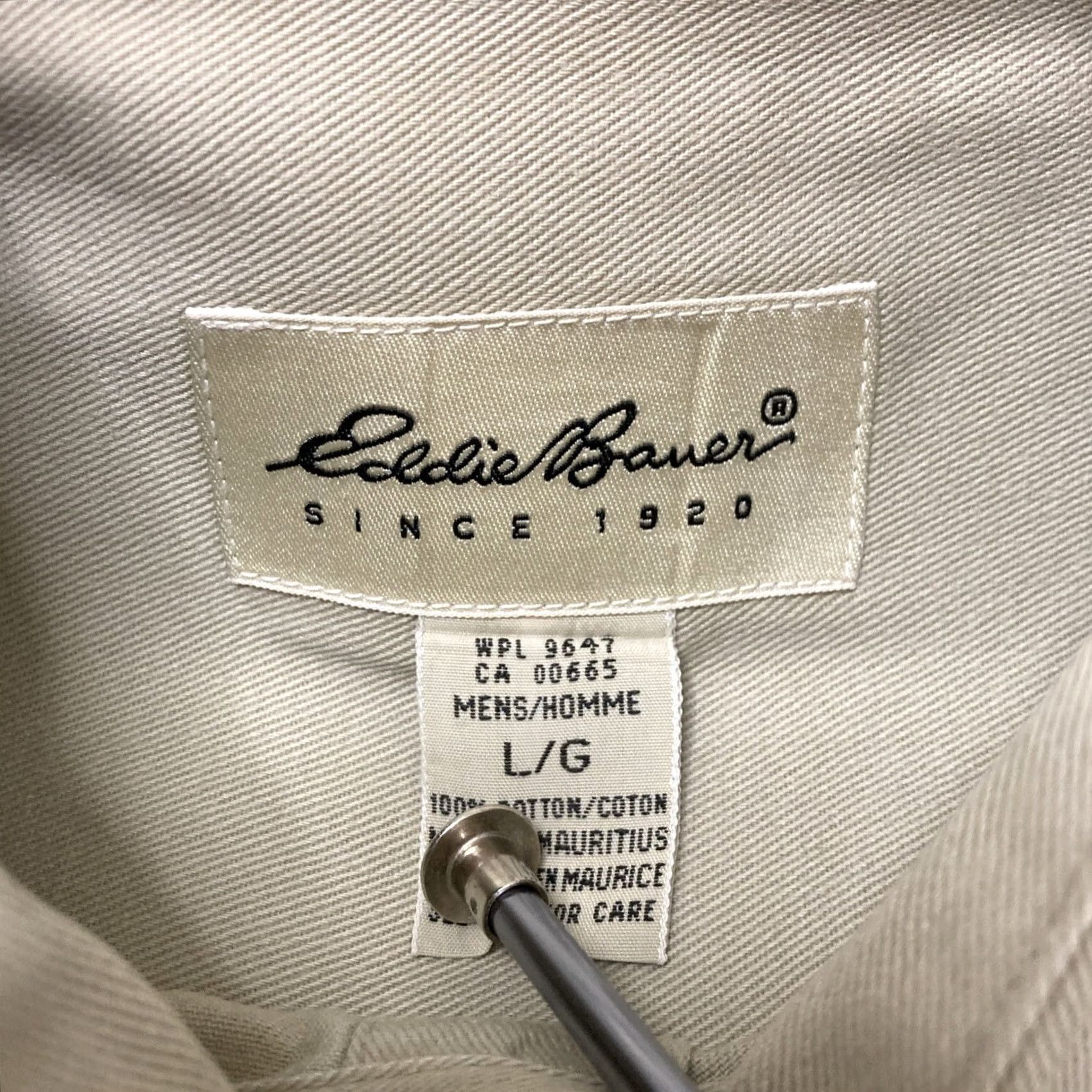 Eddie Bauer VINTAGE Eddie Bauer Button-Up Shirt Men Short Sleeve Fishing Cotton Canvas L Khaki Beige Mens L Shirt Size US 33 - 3 Thumbnail
