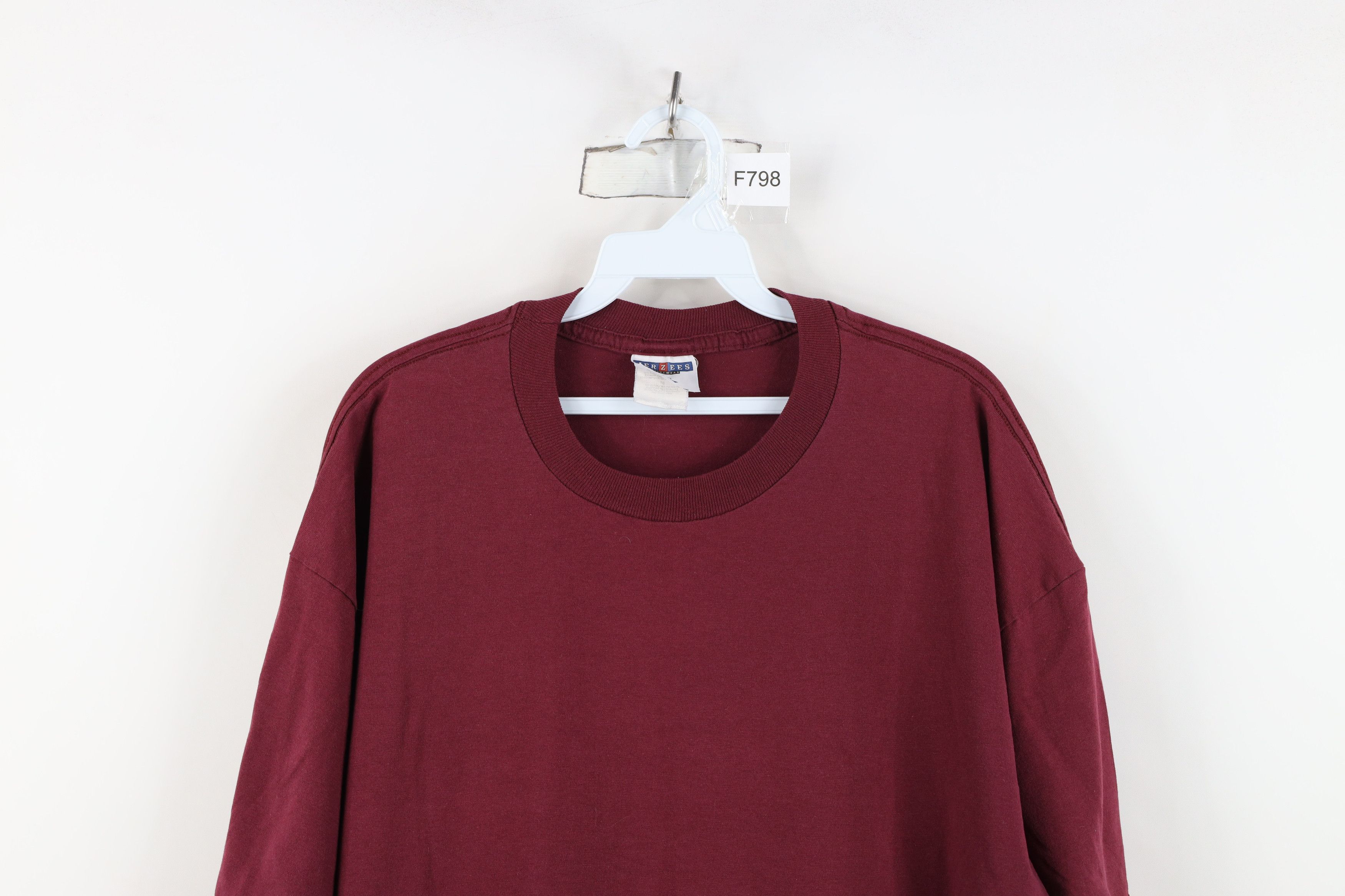 Vintage Vintage 90s Streetwear Heavyweight Faded T-Shirt Burgundy Size US XL / EU 56 / 4 - 2 Thumbnail