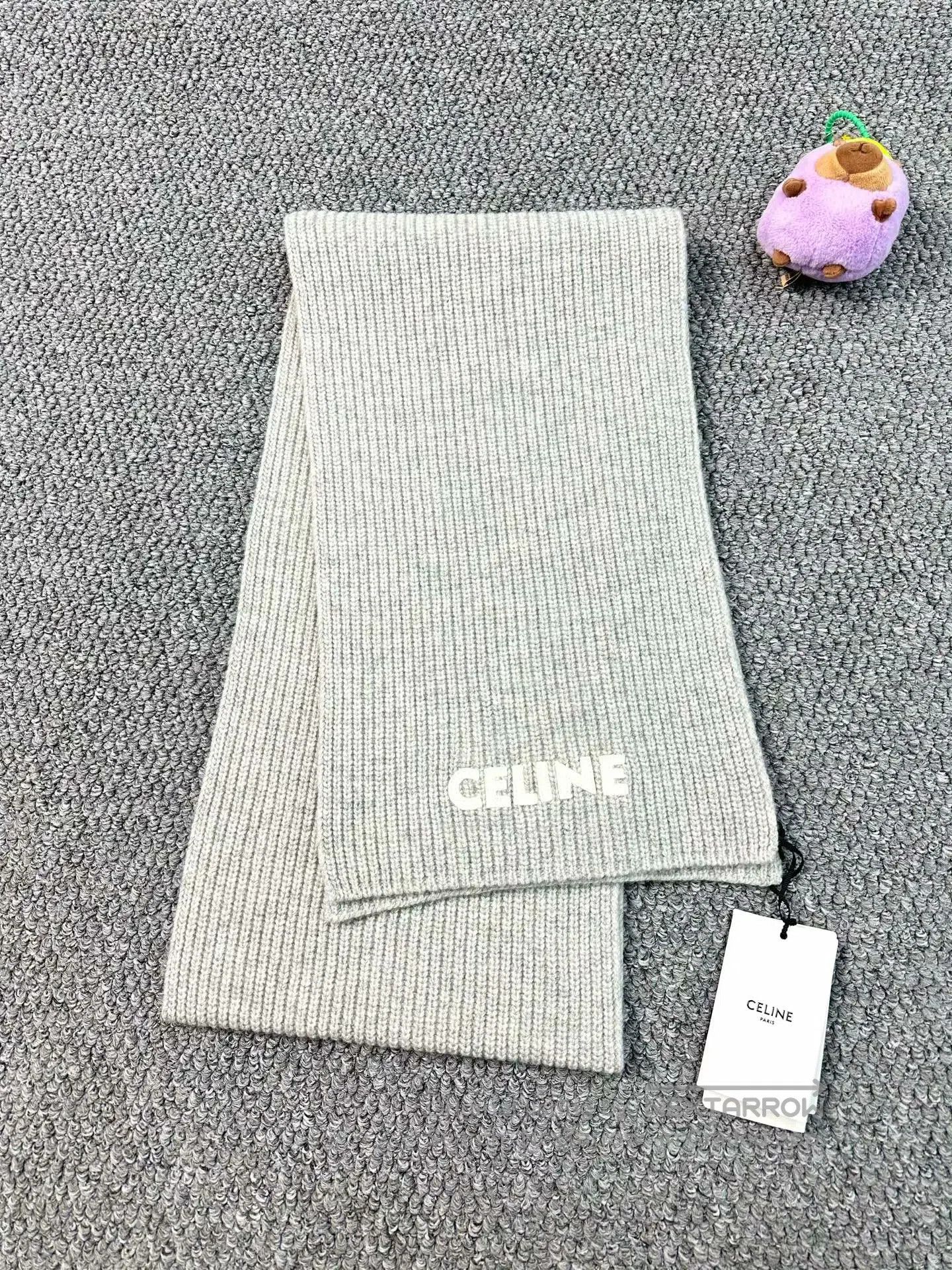 Celine CELINE Gray Letter Logo Wool Scarf| Size ONE SIZE - 3 Thumbnail