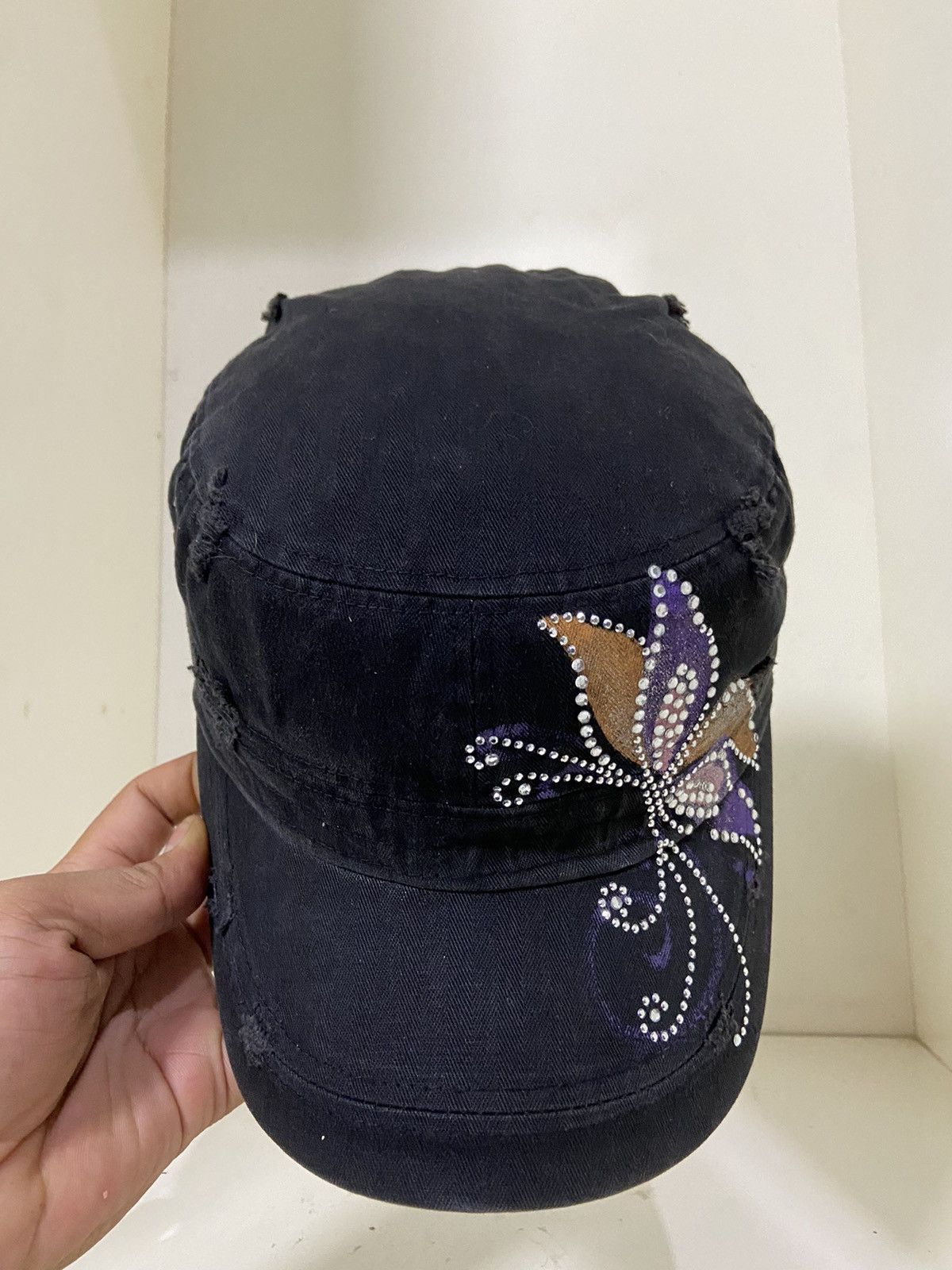 Japanese Brand Vintage Y2K denim patrol hat buterfly Size ONE SIZE - 4 Thumbnail