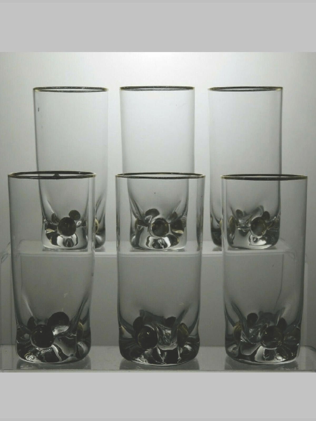 The Unbranded Brand Crystal Tumblers Set Of 6 Gold Plated Rim & Bottom 4 2/3" Size ONE SIZE - 1 Thumbnail