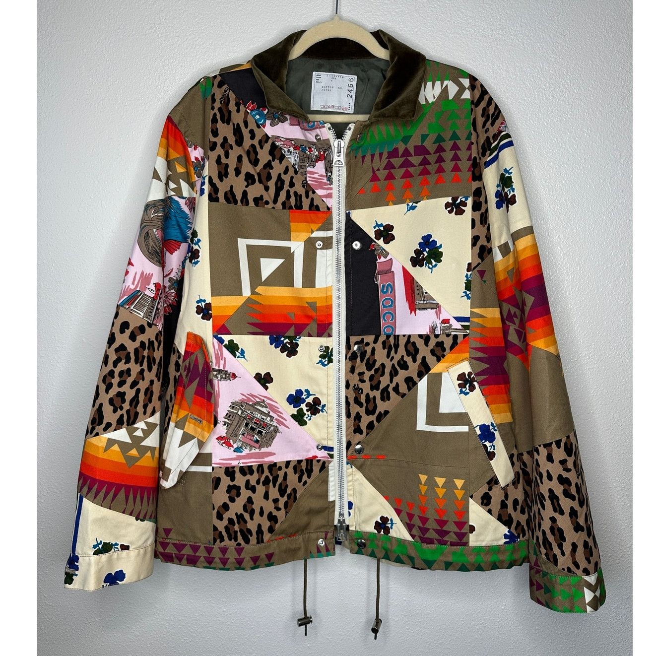 Sacai Sacai Tan Mixed Print Patchwork Velvet Collar Jacket 4 / XL Size US XL / EU 56 / 4 - 3 Thumbnail