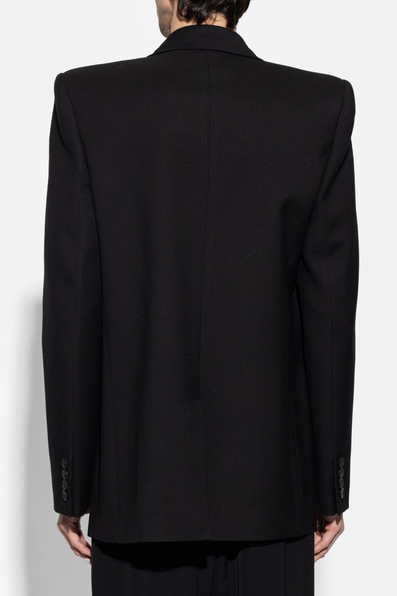 Saint Laurent Paris o1s1wg111124 Oversized Jacket in Wool Gabardine in Black Size US L / EU 52-54 / 3 - 3 Thumbnail