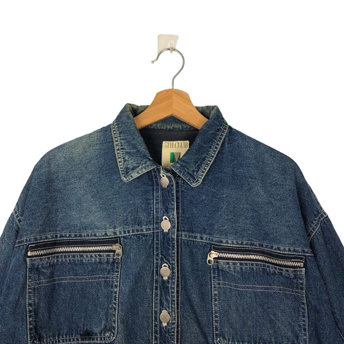 Japanese Brand 🔥CROPPED DENIM BIKER JACKET 5TH CLUB MELROSE ISSEY MIYAKE Size US M / EU 48-50 / 2 - 2 Thumbnail