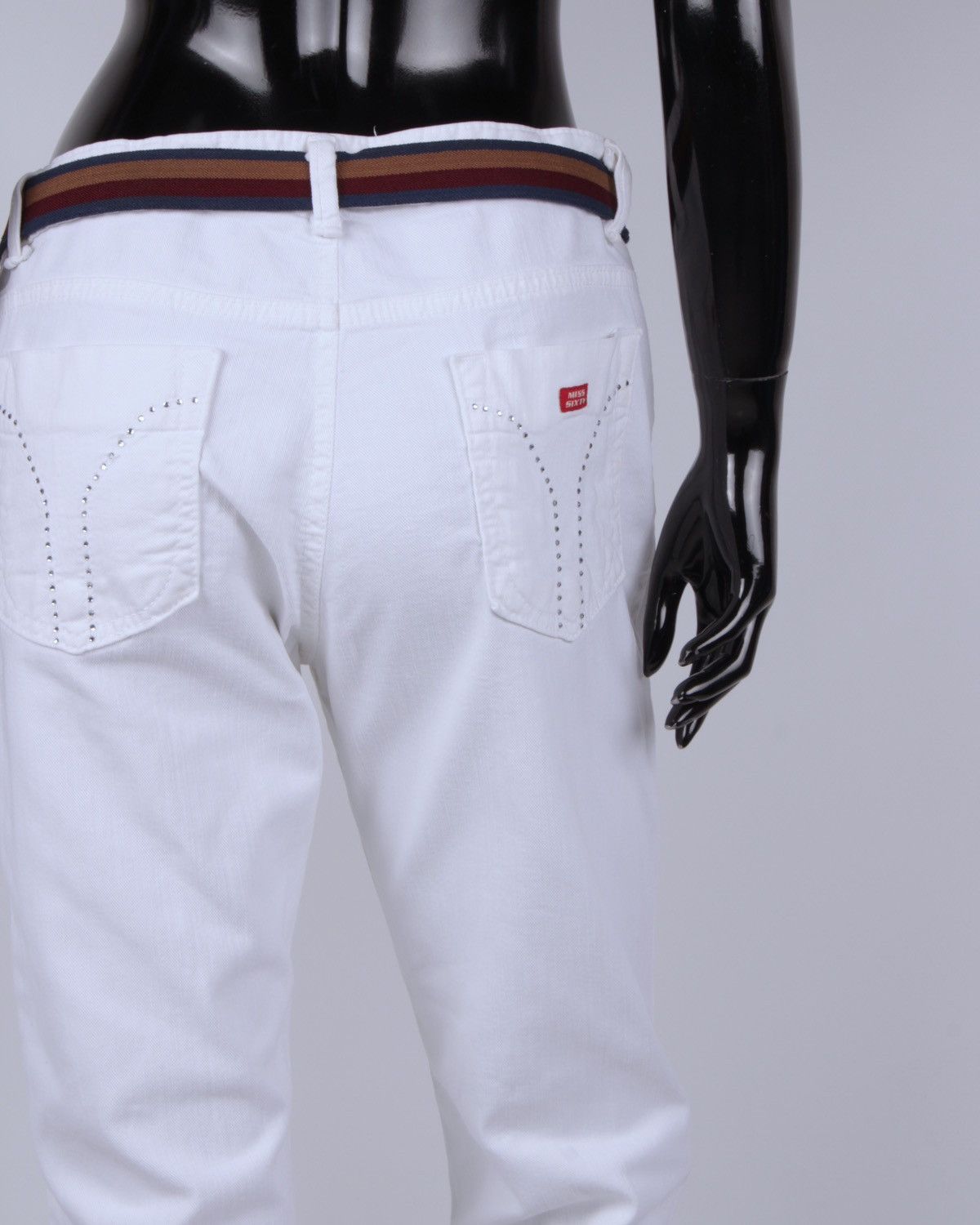 Miss Sixty × Vintage MISS SIXTY Y2K Vintage Wide Leg Rhinestone White Denim Jeans Size 32" / US 10 / IT 46 - 7 Thumbnail
