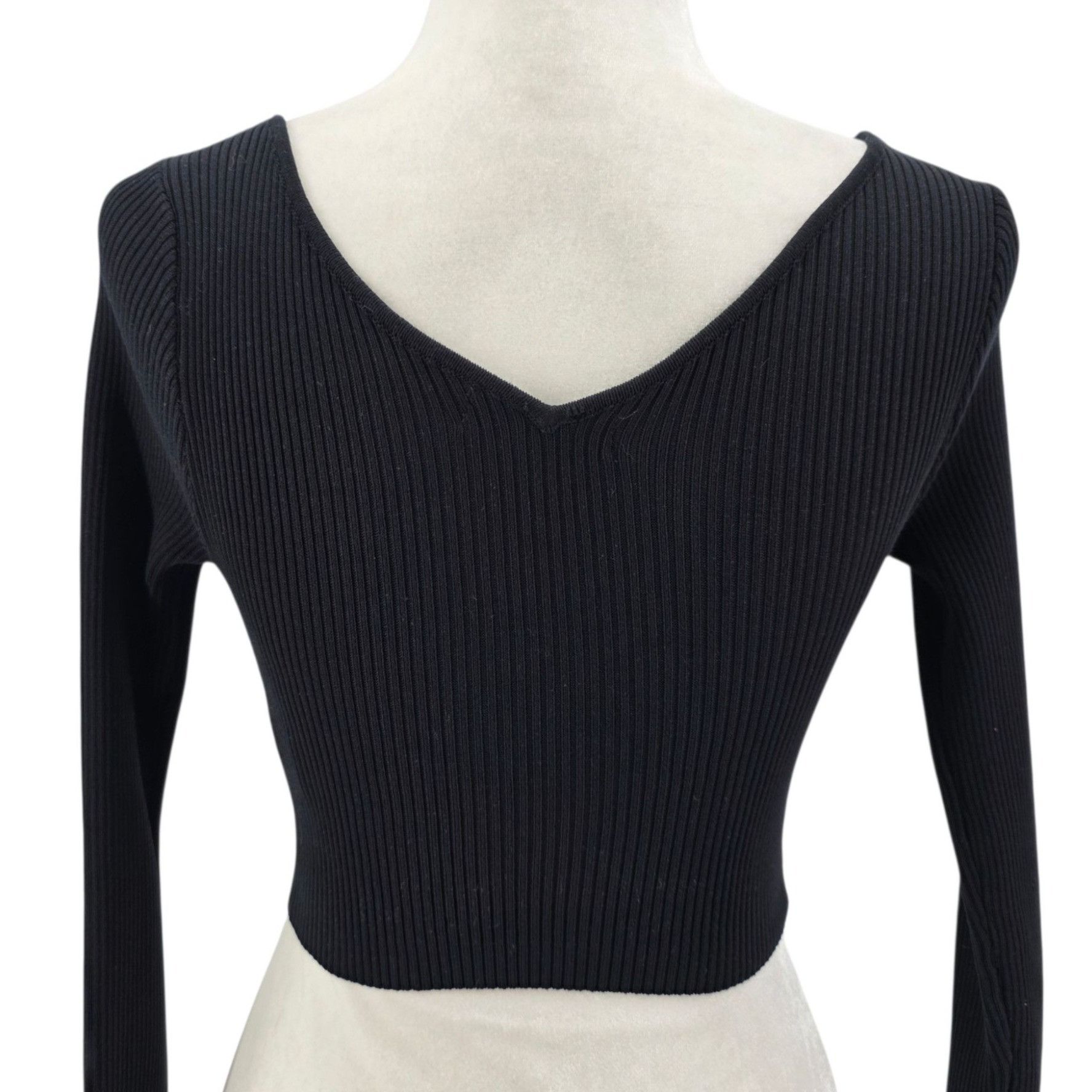 Other JLUXLABEL Womens Small Top Cropped Fitted Ribbed Knit Black Size S / US 4 / IT 40 - 5 Thumbnail