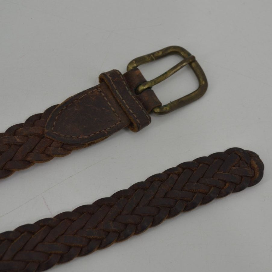 Other Jesse Alaniam Belt Braided Brown Leather Brass Buckle Size M Size ONE SIZE - 4 Thumbnail