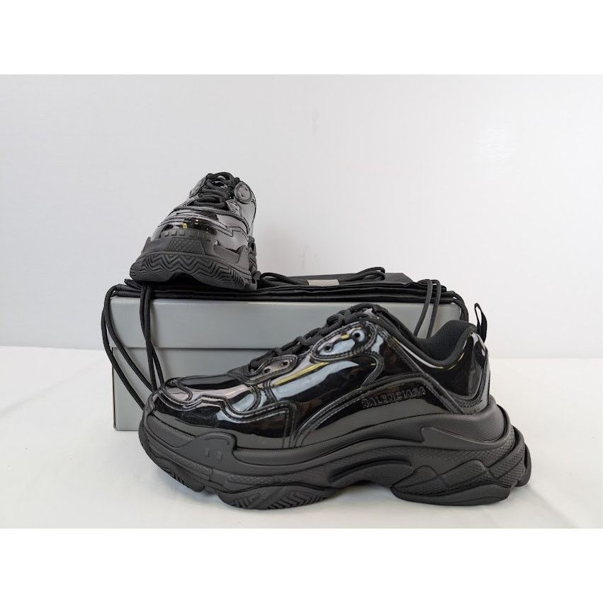 Balenciaga o1rshd1 Triple S Rubber Sneakers in Black Size US 12 / EU 45 - 20 Thumbnail