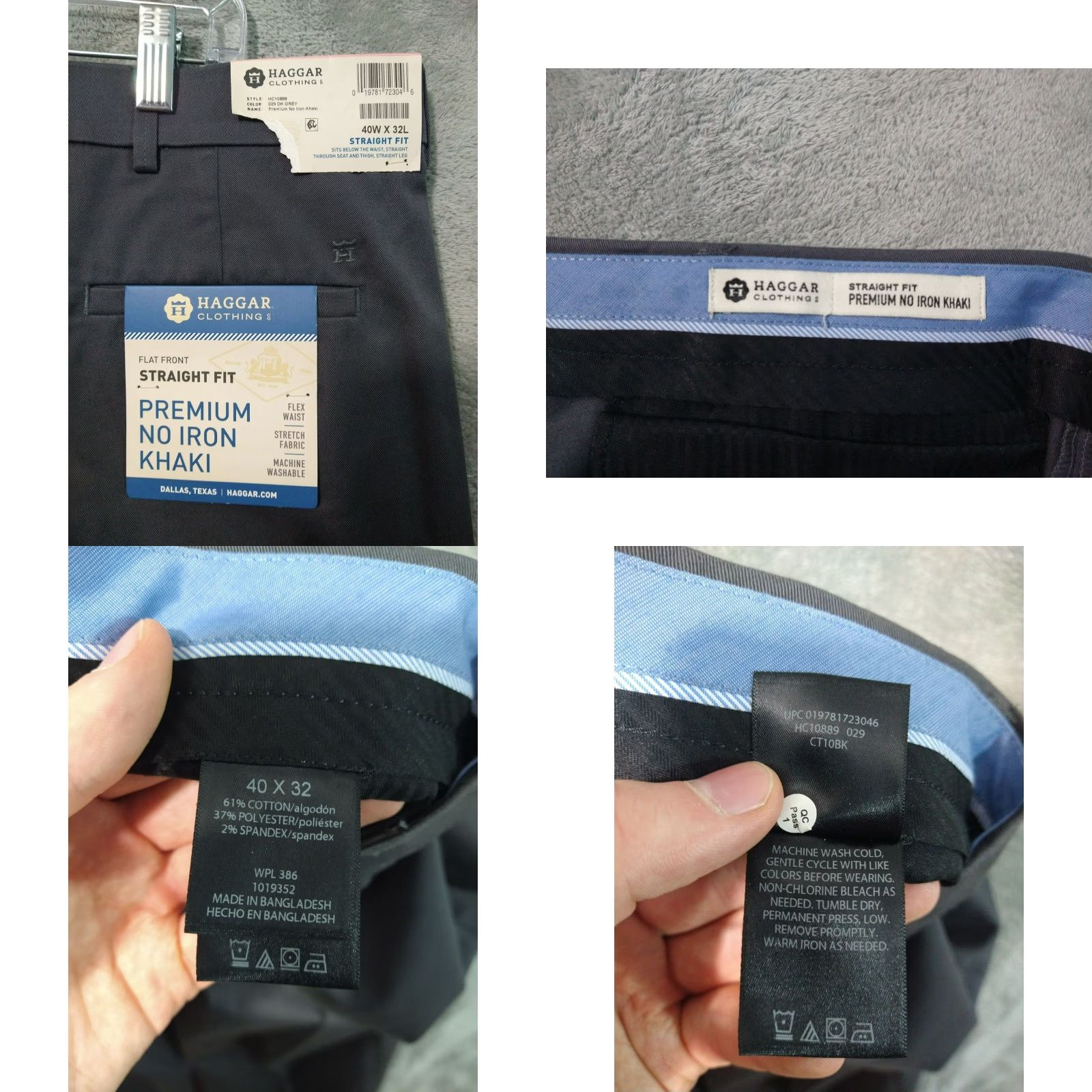 Haggar Haggar Pants Mens 40x32 Gray Premium Khaki No Iron Straight Fit Flat Front Pants Mens Regular Gray City Preppy Size US 40 / EU 56 - 8 Thumbnail