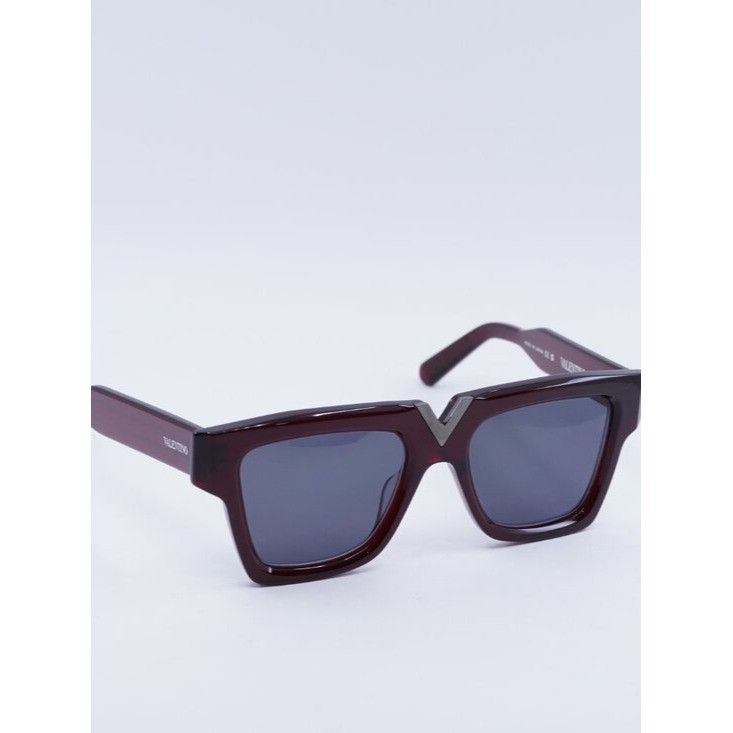 Valentino Women Sunglasses Burgundy Grey Square V-GOLD I VLS-162 C NEW AUTHENTIC Valentino V-GOLD I VLS-162C Sunglasses Burgundy Square Frame main image 4