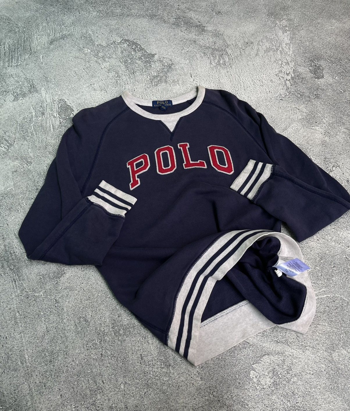 Polo Ralph Lauren VINTAGE 2000’s POLO SWEATER EMBOIRDY LOGO STRIPE RIB Size US XL / EU 56 / 4 - 9 Thumbnail