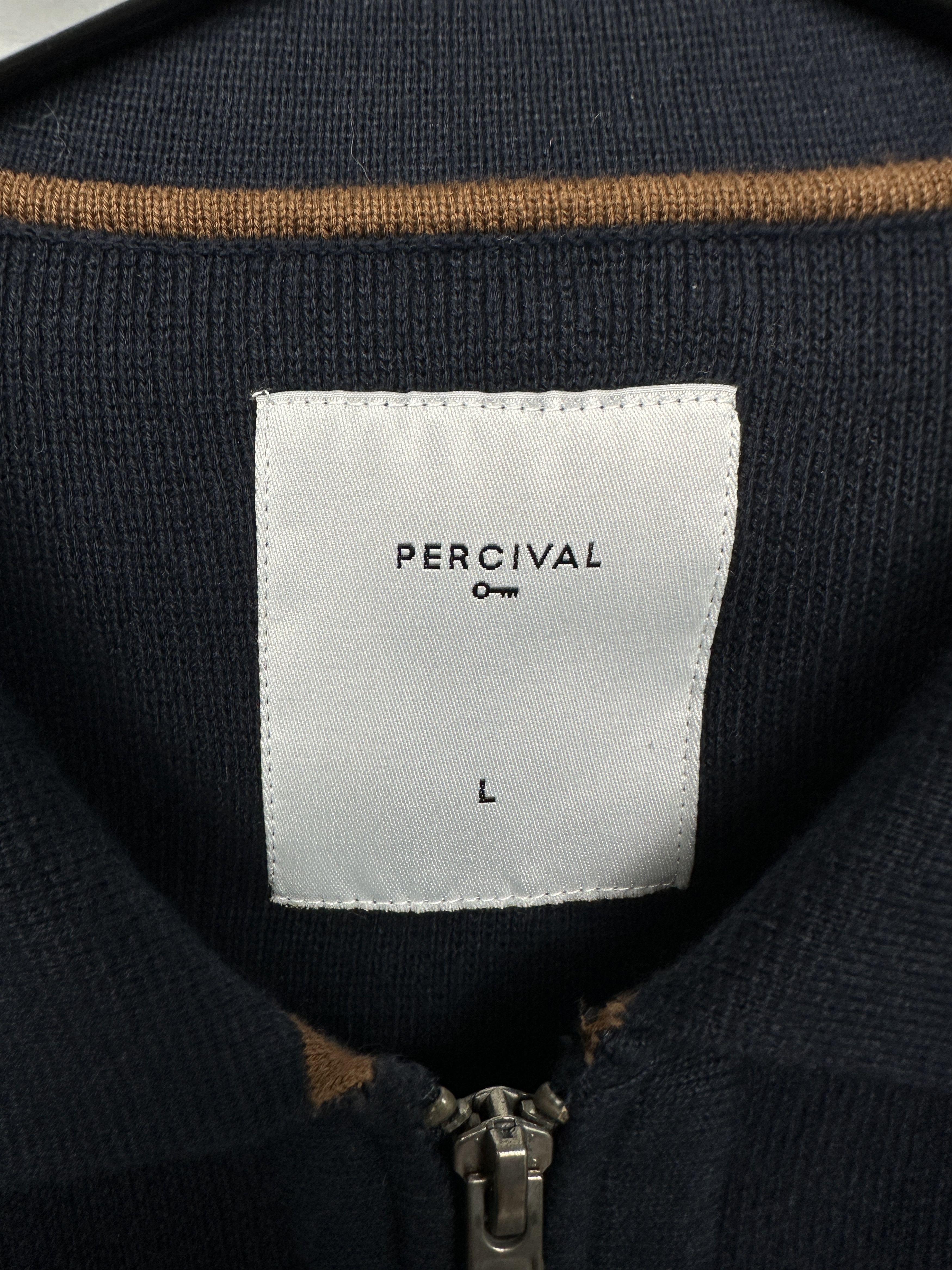 Percival Percival Mens Full Zip Knit Sweater Old Money Size US L / EU 52-54 / 3 - 3 Thumbnail