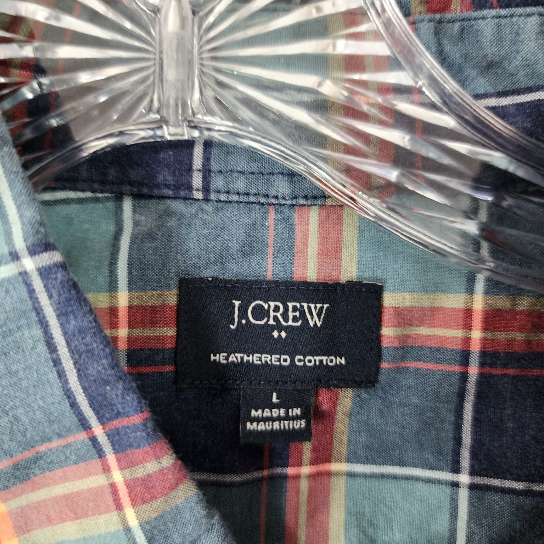 J.Crew J. Crew Button-Up Shirt Men Long Sleeve Plaid Cotton Heathered Blue Red Sz L Size US L / EU 52-54 / 3 - 4 Thumbnail