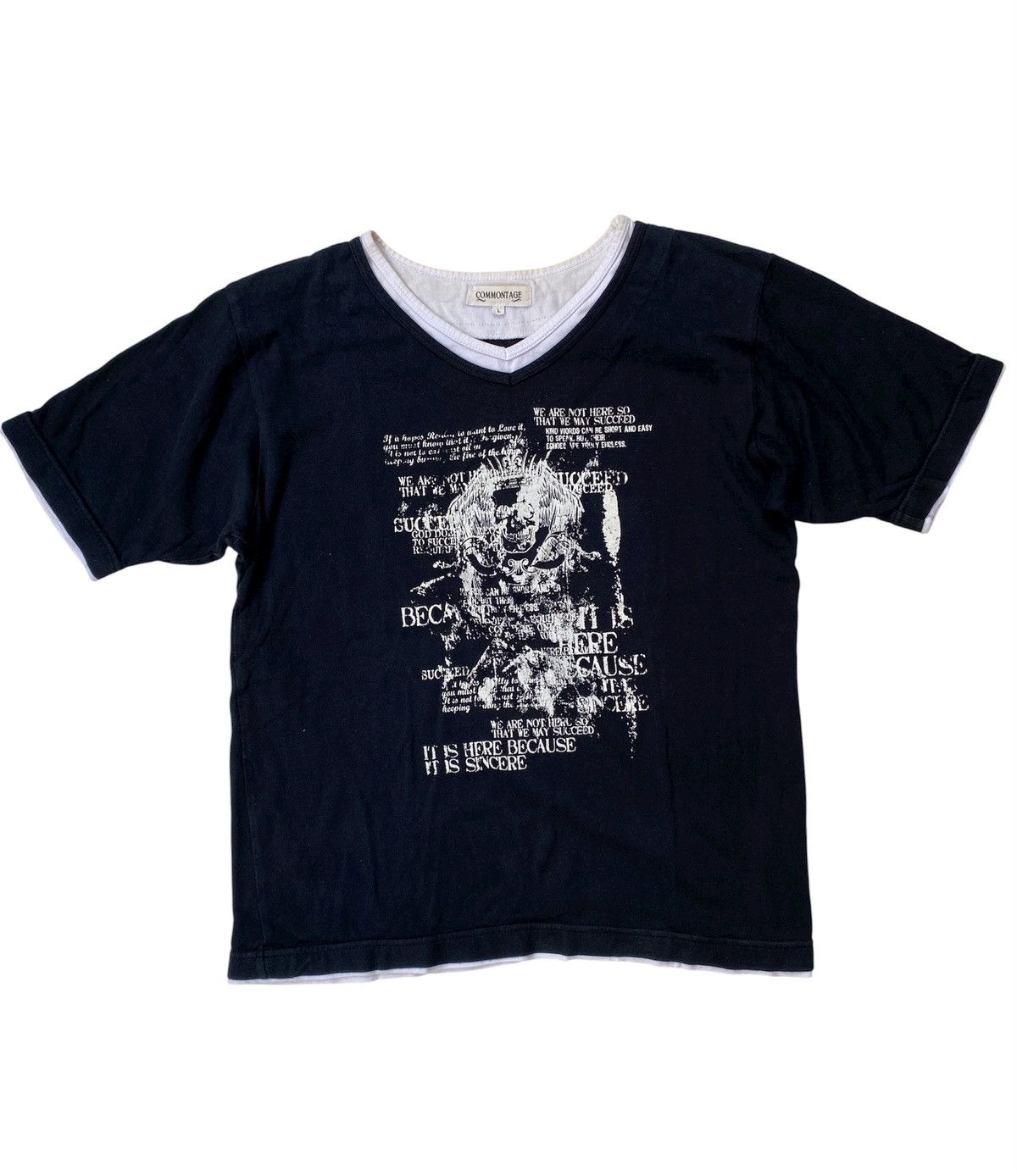 If Six Was Nine Commontage Double Layer Skull Poem Punk Grunge TEE Size L / US 10 / IT 46 - 1 Thumbnail