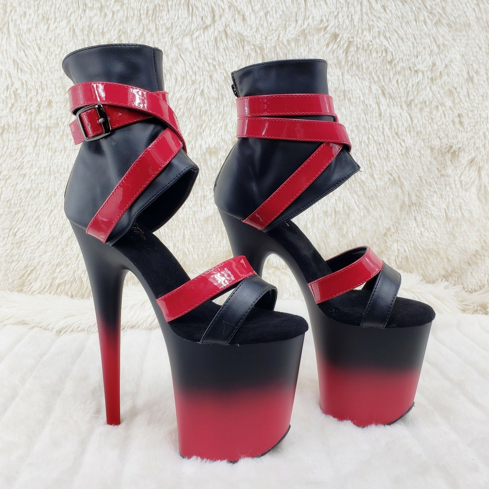 Other Flamingo 80015 Two Tone Red Black 8" High Heel Shoe Size 7-1 Size US 7 / IT 37 - 4 Thumbnail