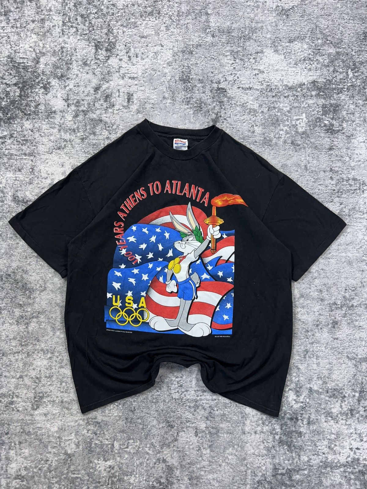 Vintage Vintage 90s Looney Tunes USA Olympics Single Stitch Shirt Size US XL / EU 56 / 4 - 1 Thumbnail