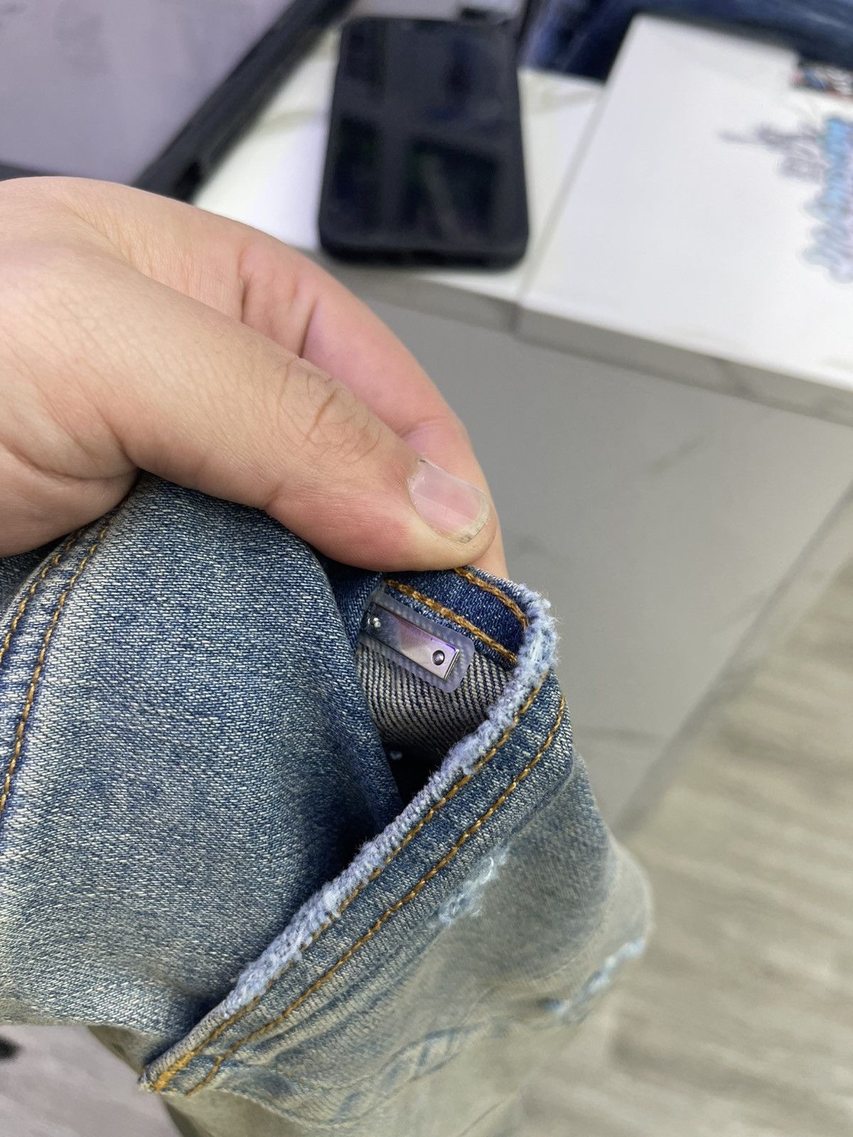 Amiri Amiri MX1 (Orange Plaid) jeans blue Size US 33 - 4 Thumbnail