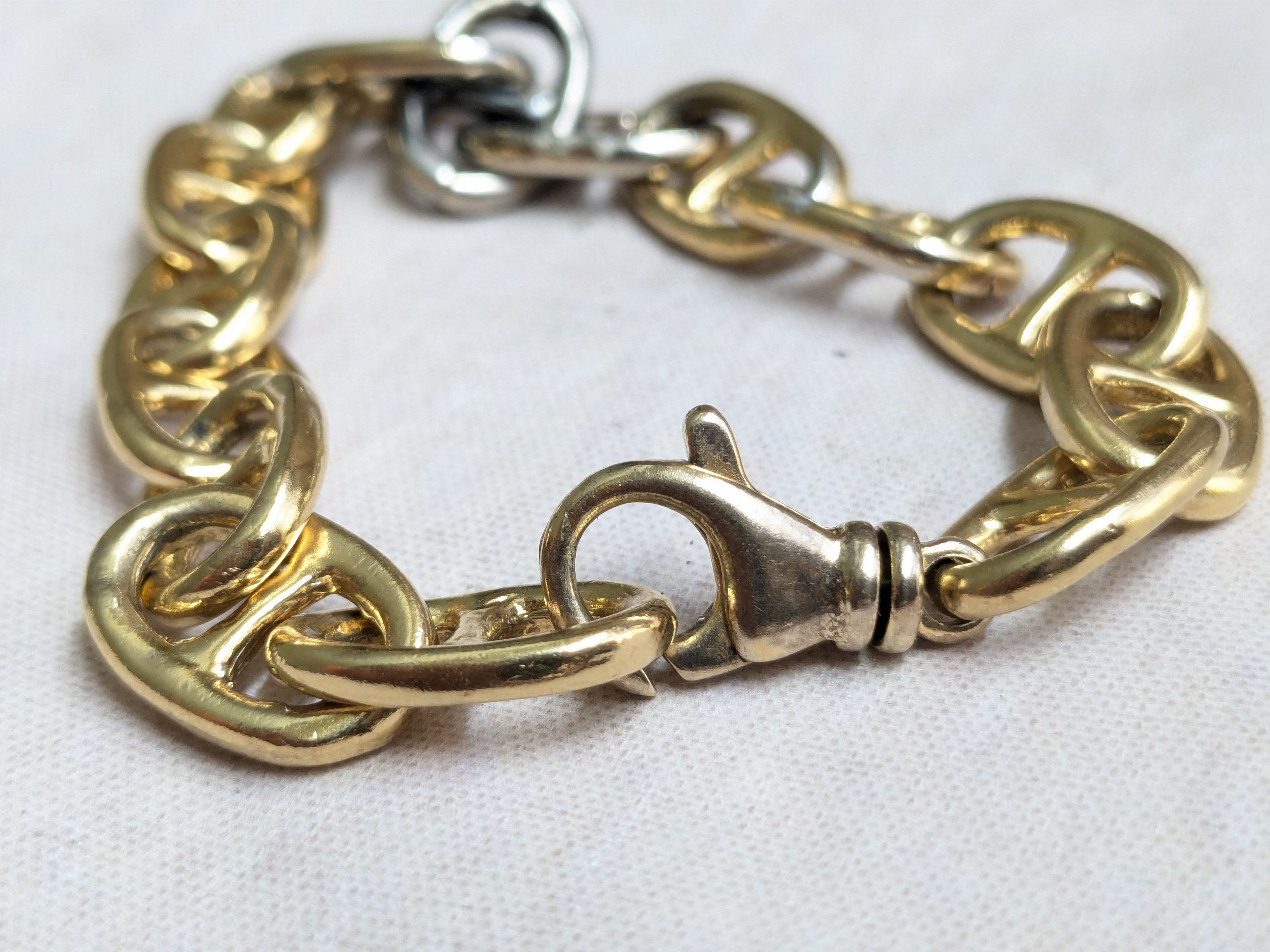 Jewelry Vintage Sterling Silver Bracelet Anchor Mariner Gold 7.25 Size ONE SIZE - 11 Thumbnail