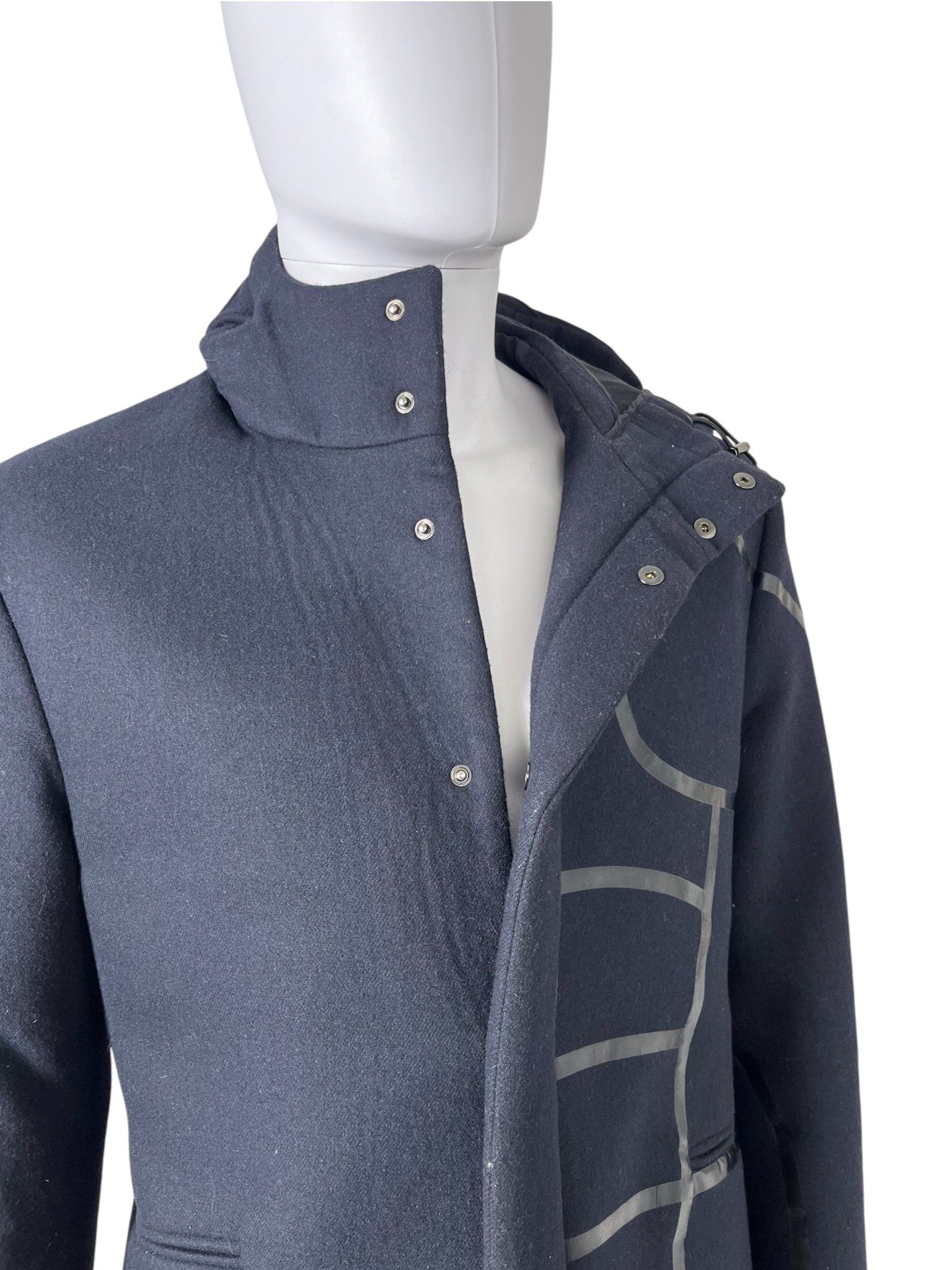 Dirk Bikkembergs 2010's Blue Wool Hooded Parka Size US L / EU 52-54 / 3 - 9 Thumbnail