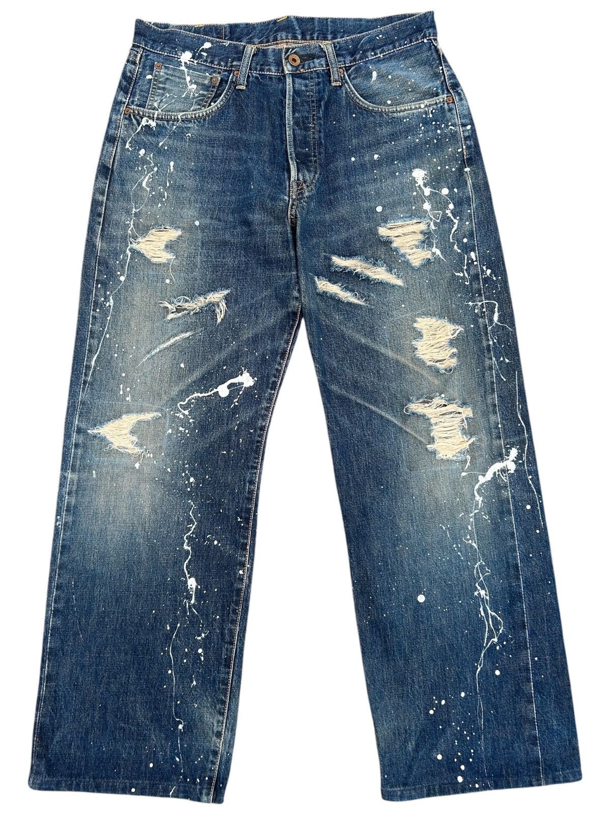 Kapital Vintage Edwin 505 Selvedge Thrashed Denim Jeans Size US 33 - 1 Thumbnail