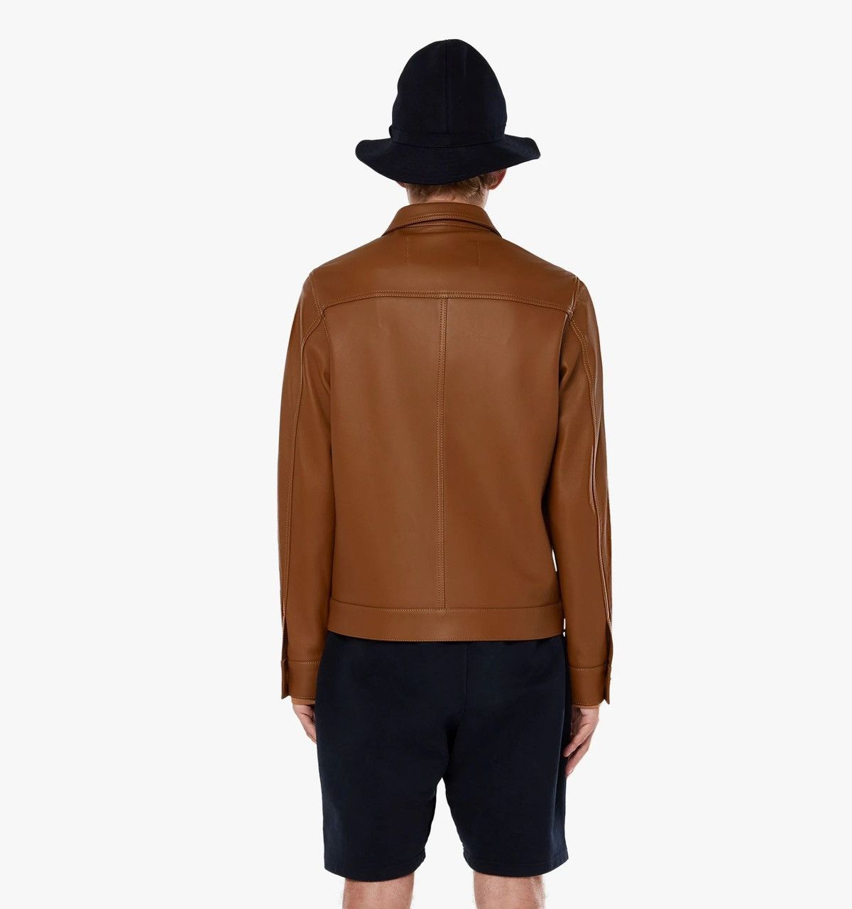 AMI NEW M Tan Brown Lamb Leather Classic Leather Buttoned Jacket Size US M / EU 48-50 / 2 - 3 Thumbnail