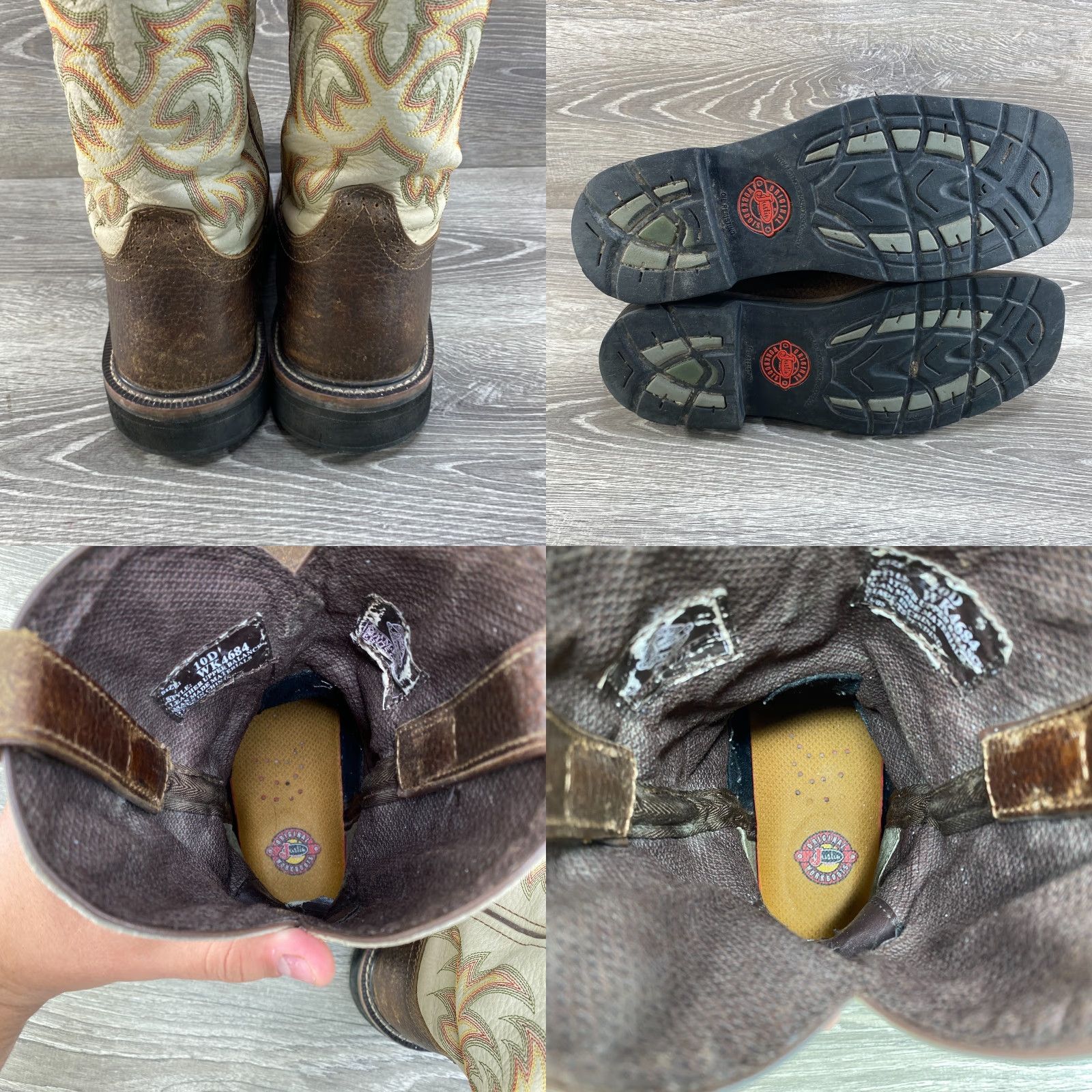 Vintage VINTAGE Justin Driller Mens 10 D Brown Leather Steel Toe Cowboy Western Boots Square Toe WK4684 Leather Boots Brown Cowboy Steel Toe Boots Men Size US 10 / EU 43 - 8 Thumbnail