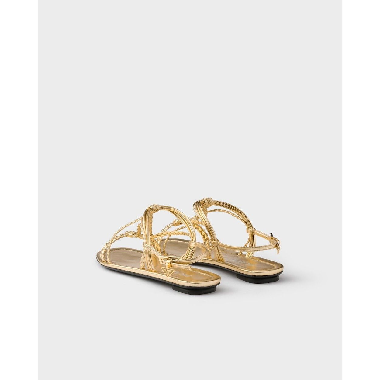 Prada PRADA $1320 Platinum Flat Mordore Nappa Leather Sandals New Size US 10.5 / IT 40.5 - 5 Thumbnail