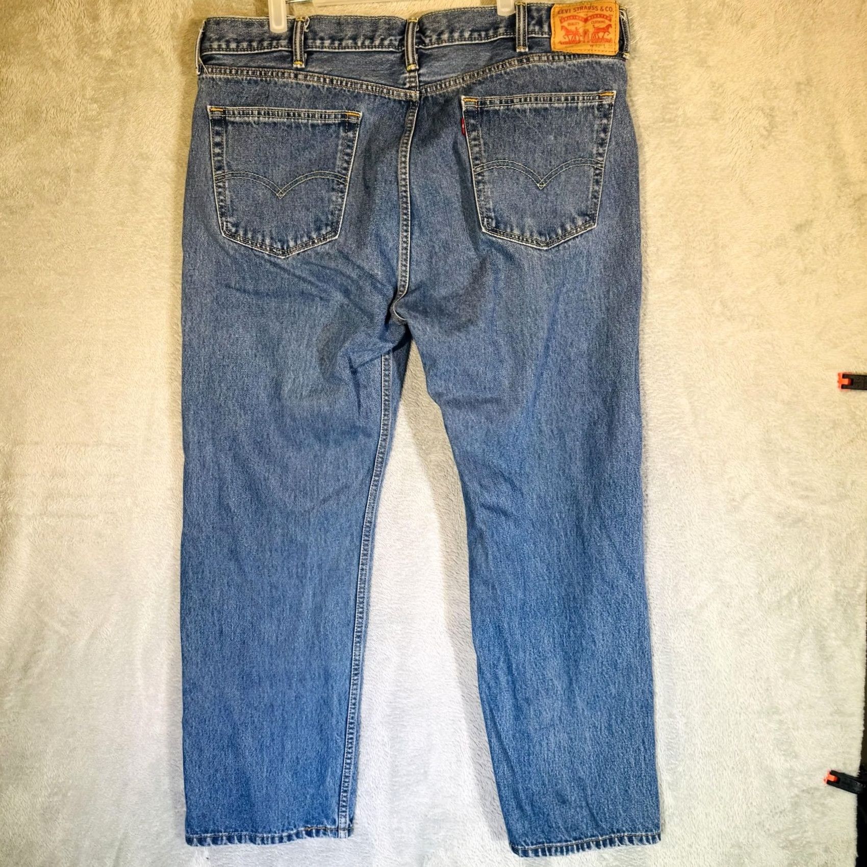 Levi's Levi's 505 Jeans Mens 42x30 Blue Medium Wash Straight Denim Zip Fly Regular Fit Size US 42 / EU 58 - 6 Thumbnail
