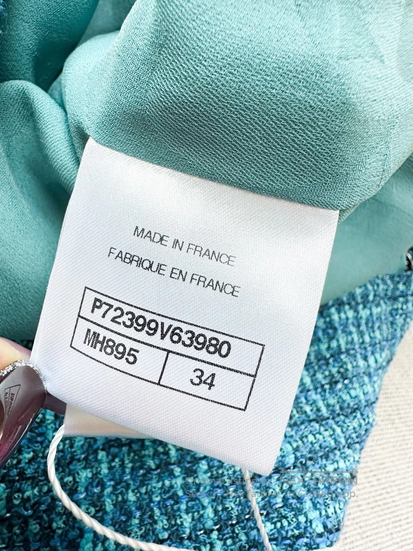 Chanel Chanel 22P Peacock Blue Tweed Jacket. Size XXS / US 00 / IT 34 - 7 Thumbnail
