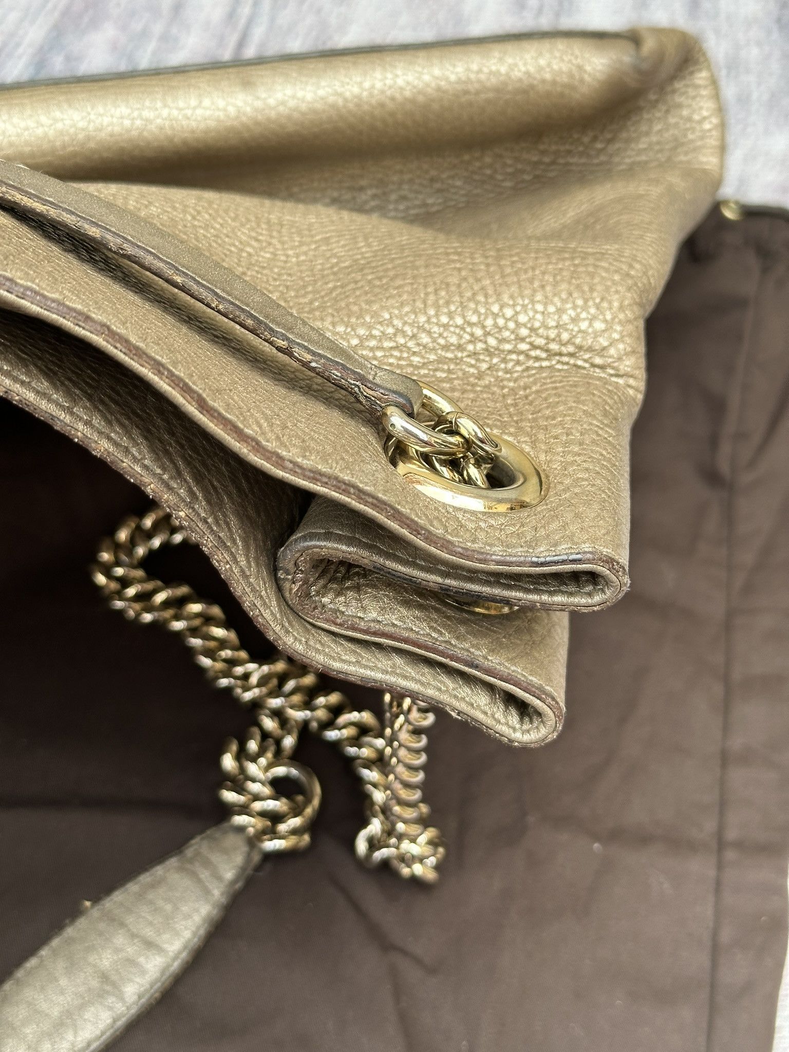 Gucci Gucci Soho Shoulder Bag Medium Pebbled Leather Gold Logo Size ONE SIZE - 9 Thumbnail