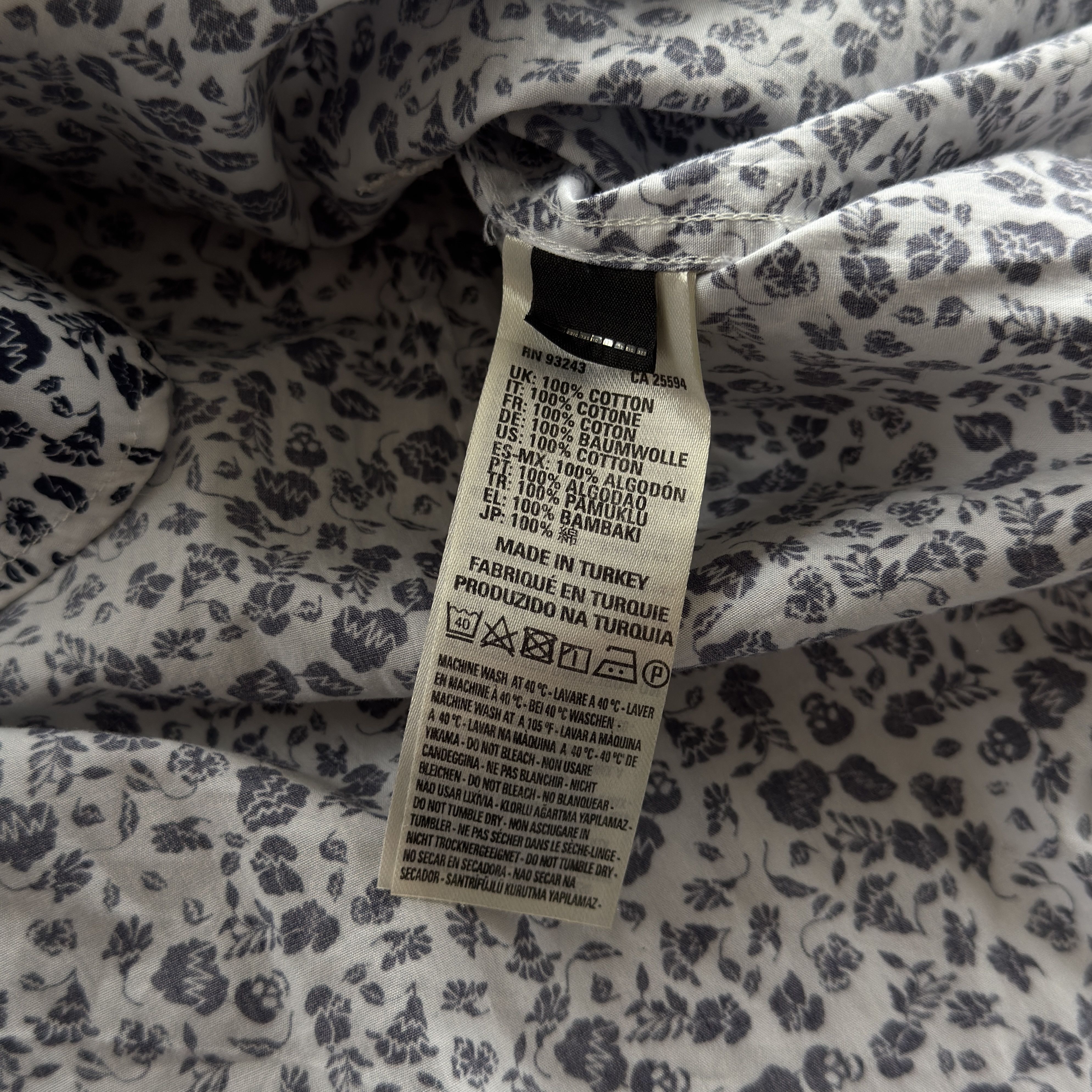 Diesel Diesel Slim Fit Shirt Skull Floral Pattern White Blue Size US M / EU 48-50 / 2 - 7 Thumbnail