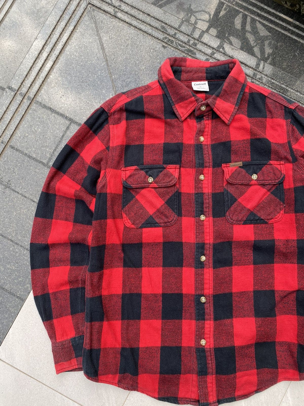 Carhartt × Vintage 90’s CARHARTT RARE Y2K CHECK LONG SLEEVE BUTTON UP SHIRT Size US L / EU 52-54 / 3 - 2 Thumbnail
