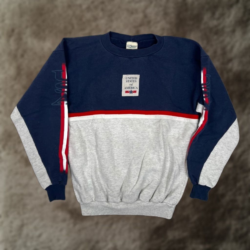 Vintage VINTAGE Artisans Sweatshirt Mens M Blue USA Patriotic Crew Neck Graphic Print 90s Size US M / EU 48-50 / 2 - 1 Thumbnail