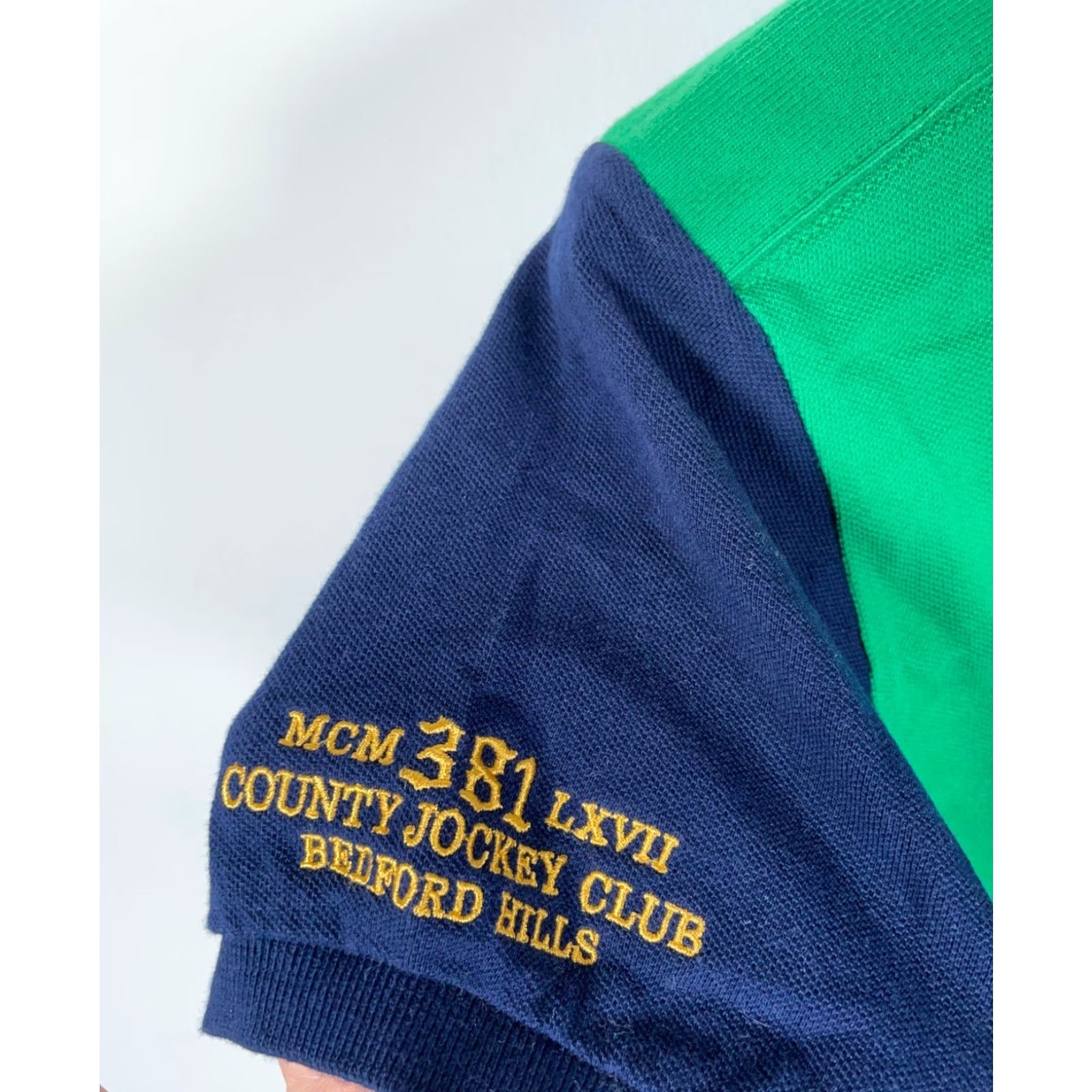 Polo Ralph Lauren Polo Ralph Lauren Polo Shirt Men Medium Green Blue Embroidered Custom Fit 90s Retro Horse Equestrian Cord Size US M / EU 48-50 / 2 - 5 Thumbnail