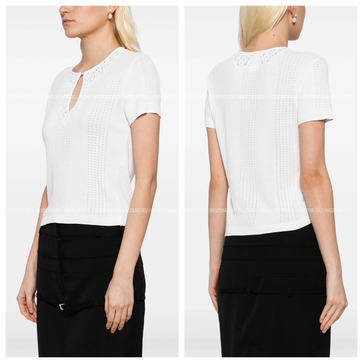 Chanel Chanel COCO button short sleeve knit sweater 42 off-white Size M / US 6-8 / IT 42-44 - 10 Thumbnail
