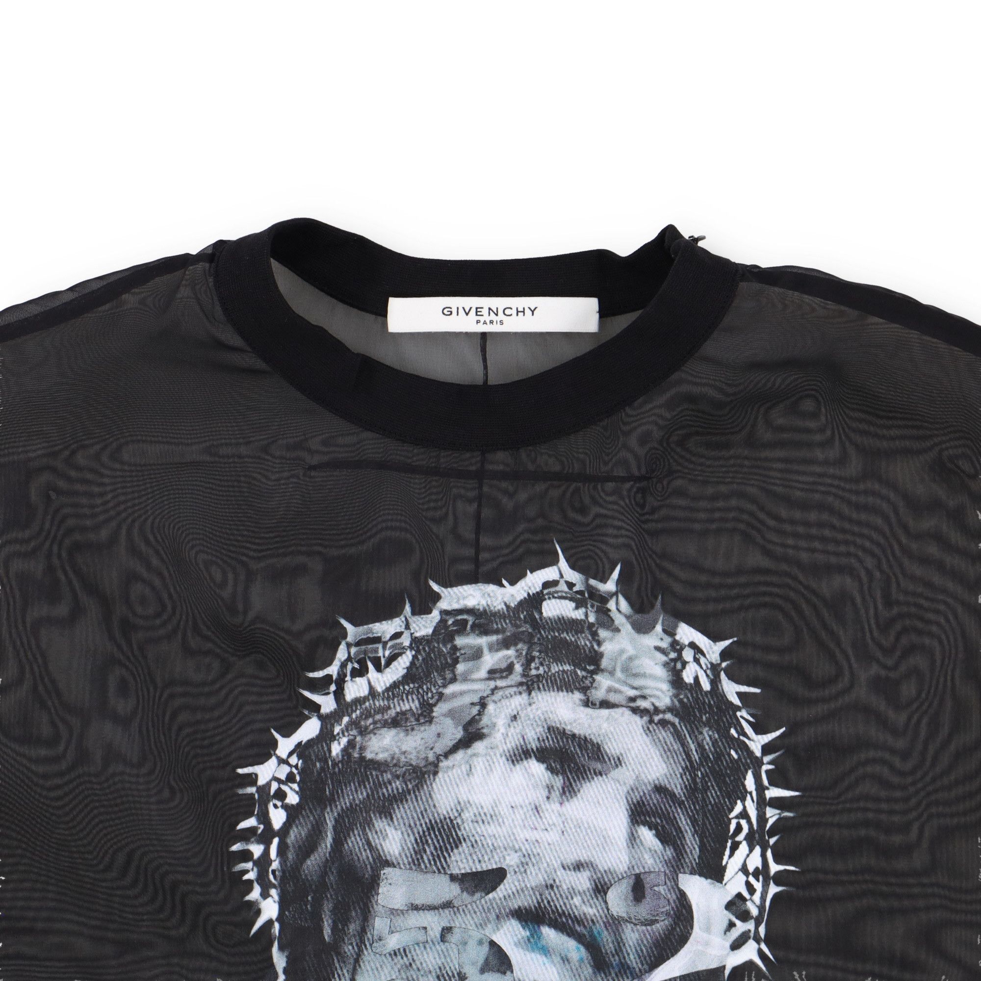 Givenchy Black Jesus 19520 Organza Silk Oversized T-Shirt Size XS / US 0-2 / IT 36-38 - 9 Thumbnail