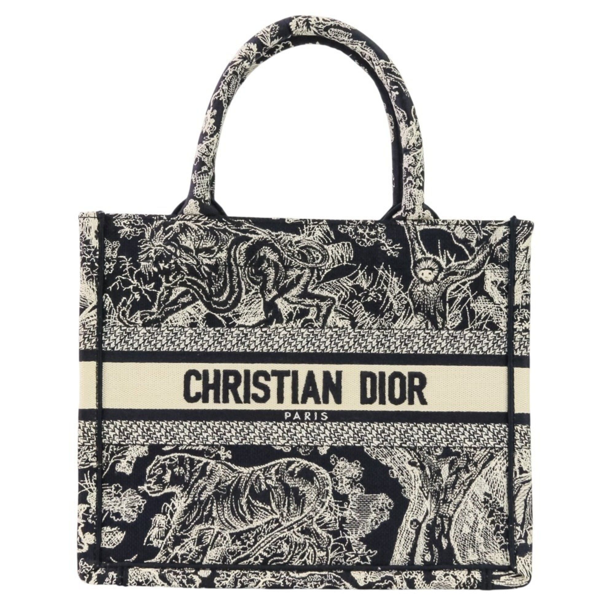 Dior Christian Dior Toile de Jouy Book Tote Canvas Embroidered Handbag Small 50-MA-1221 Navy Women's Size ONE SIZE - 1 Thumbnail