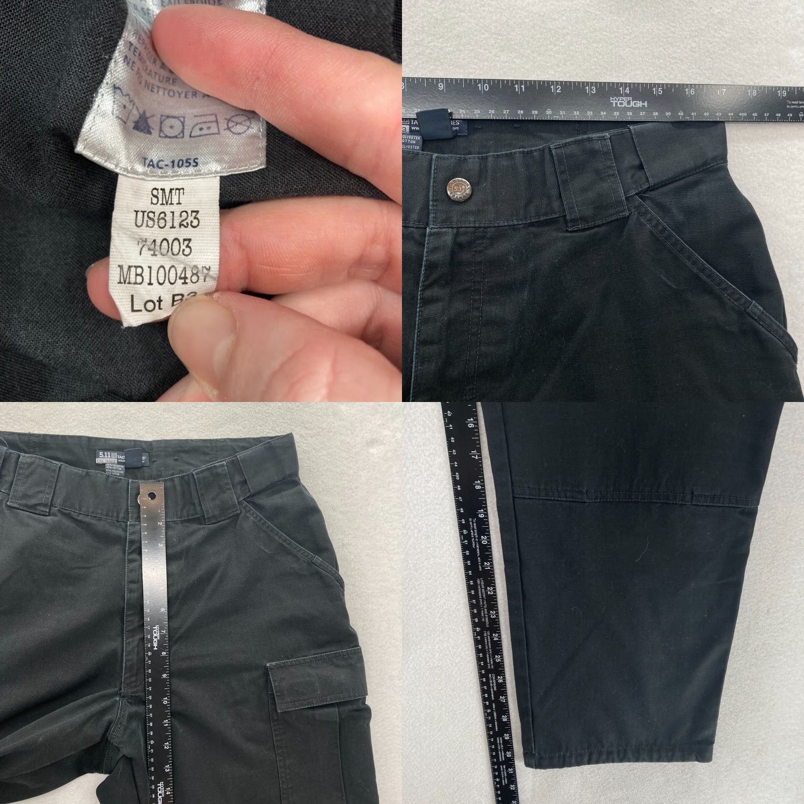 Vintage 5.11 Tactical TDU Ripstop Pants Mens Large Black Cargo Pocket Utility Size US 33 - 8 Thumbnail