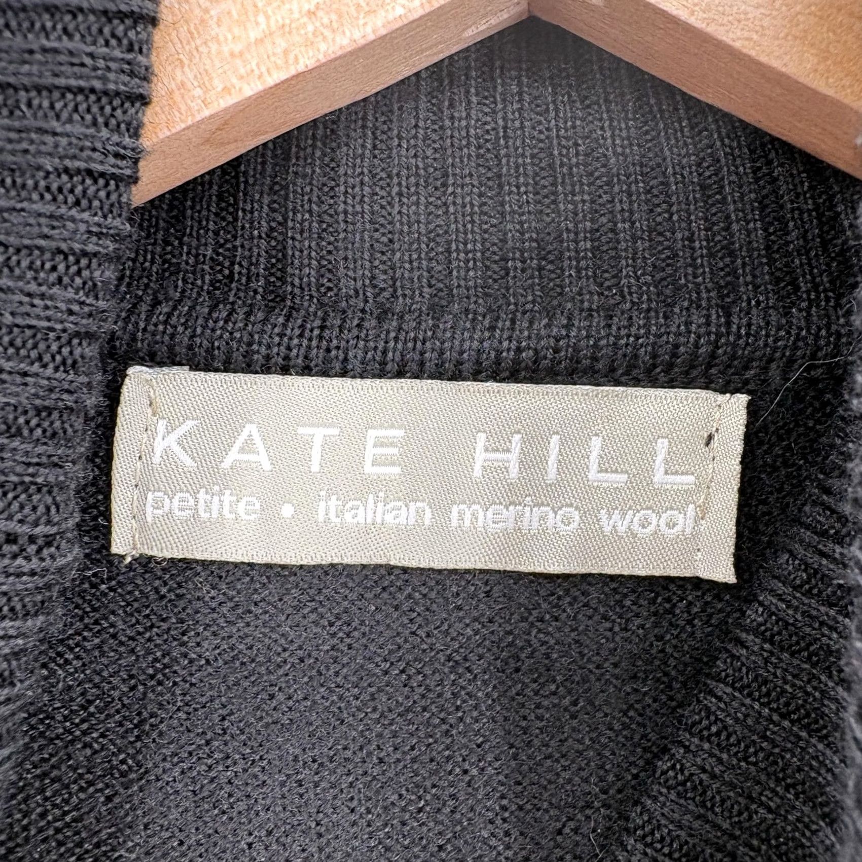Vintage Kate Hill Sweater Vest Womens PL Black 100% Merino Wool Turtleneck Italy NWT Size L / US 10 / IT 46 - 3 Thumbnail