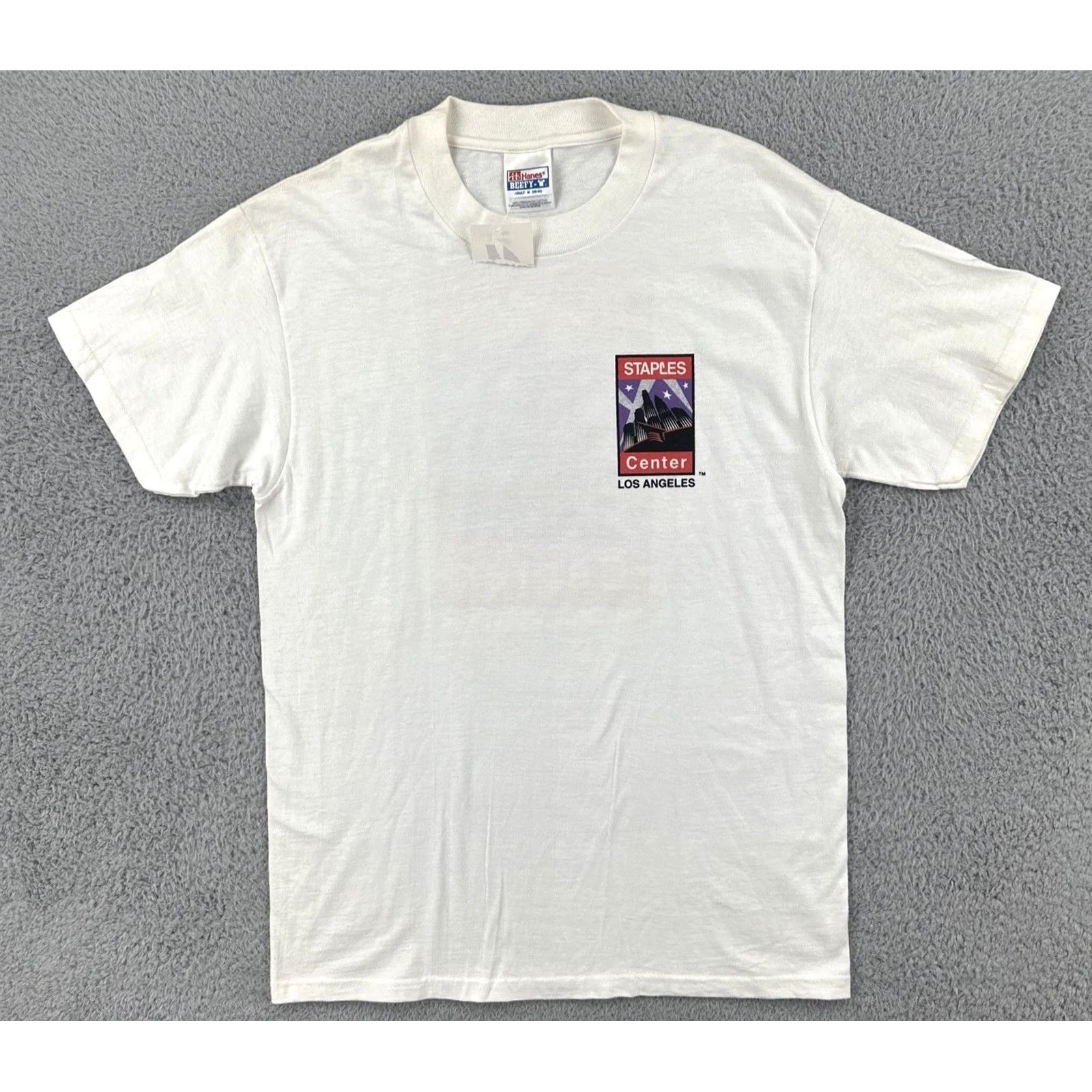 Hanes VINTAGE Hanes Beefy-T Large White T Shirt Los Angeles California Staples Center NWT Mens L White 90s California Sports Shirt Size US L / EU 52-54 / 3 - 2 Thumbnail