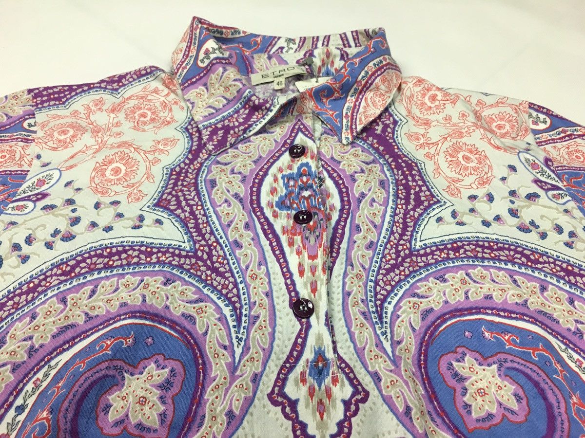 Etro Vintage 90s Etro Milano Paisley Floral Unisex Polo Tee Size US S / EU 44-46 / 1 - 2 Thumbnail