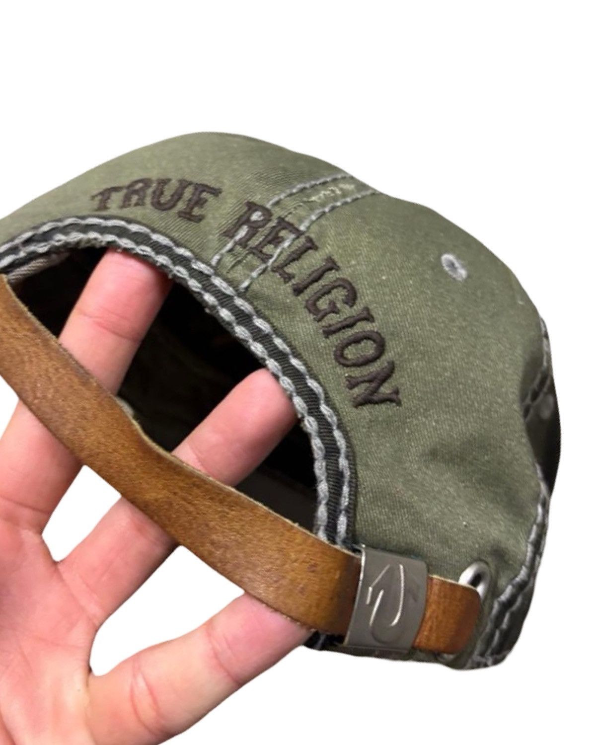True Religion #1 Distressed Sashiko Stitched Base Ball Cap Size ONE SIZE - 4 Thumbnail