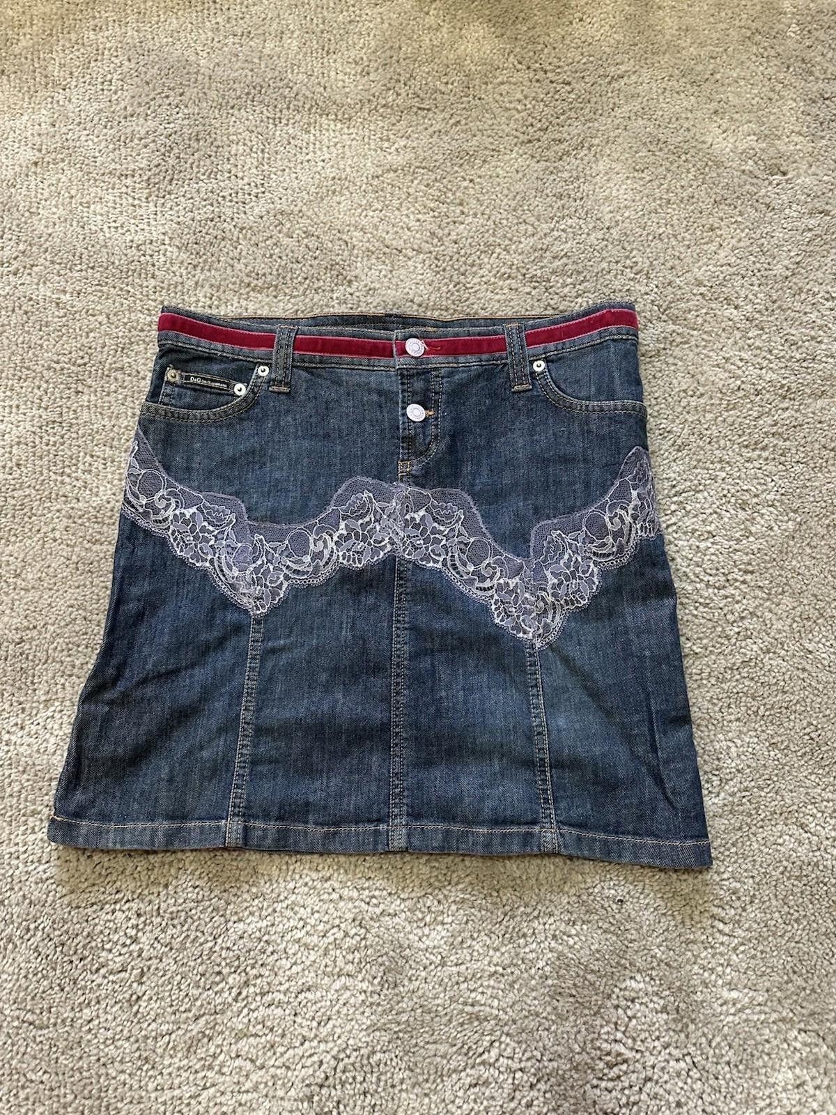 Dolce & Gabbana Vintage Dolce & Gabbana Women's Navy and Blue Skirt Size 32" / US 10 / IT 46 - 1 Thumbnail