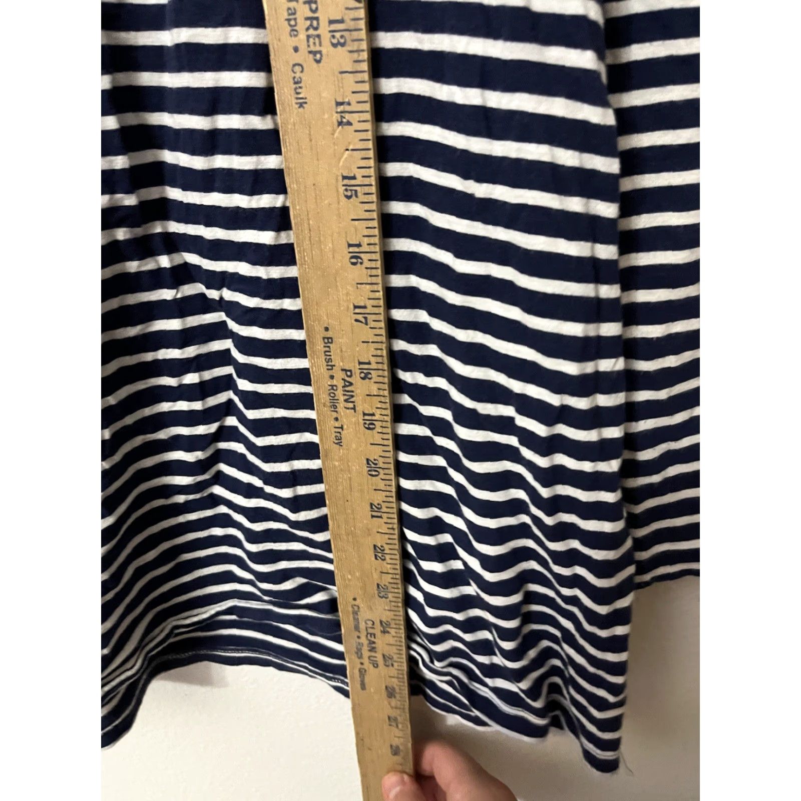 Old Navy VINTAGE Old Navy Women's Shirt 2XL Blue Navy Ivory Striped 3/4 Sleeve Round Neck Casual Top Womens Size XXL / US 16-18 / IT 52-54 - 4 Thumbnail
