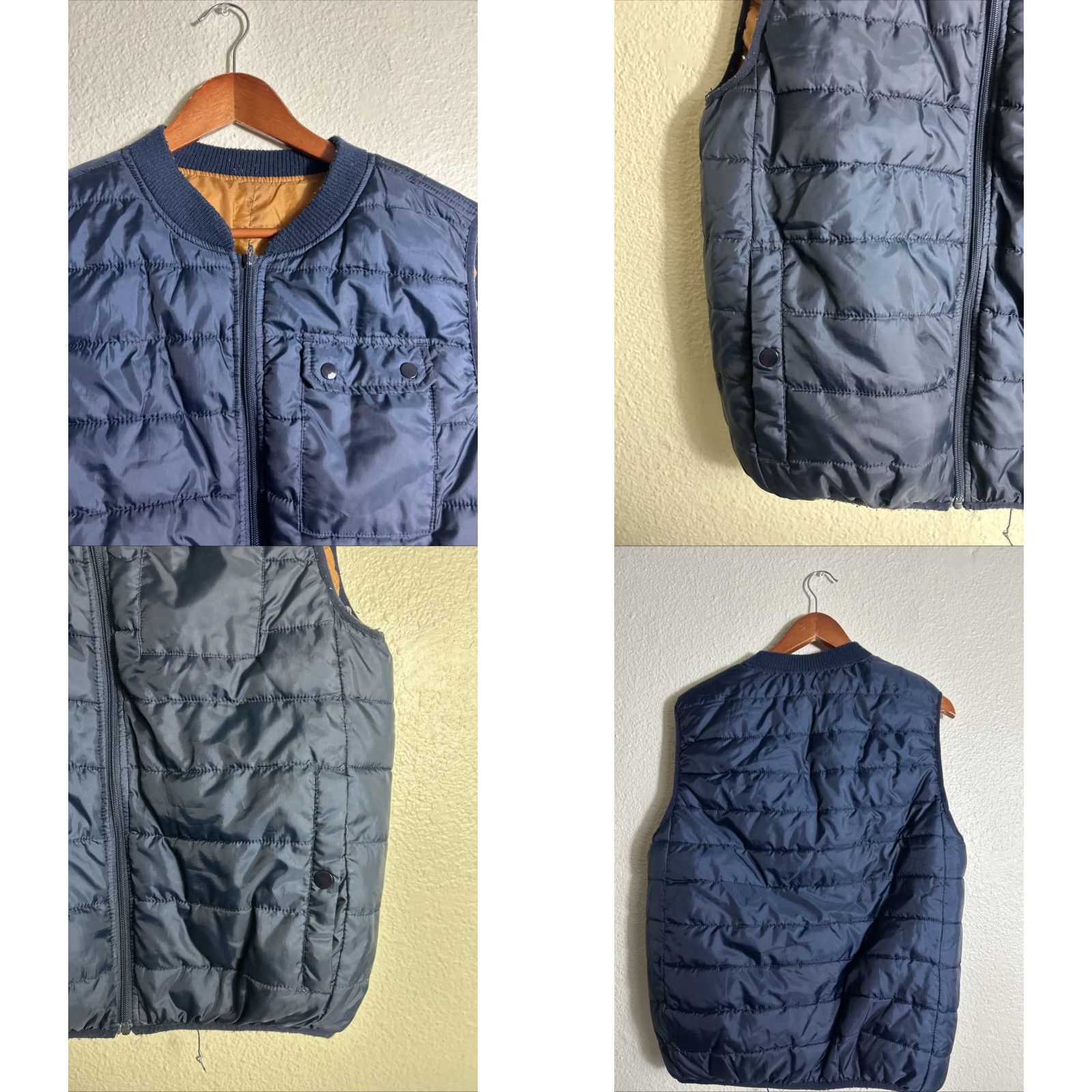 Vintage CPO Provisions Women’s Large Reversible Puffer Vest Blue Tan Polyester Vest Womens L Reversible Puffer Coat Style Size L / US 10 / IT 46 - 9 Thumbnail